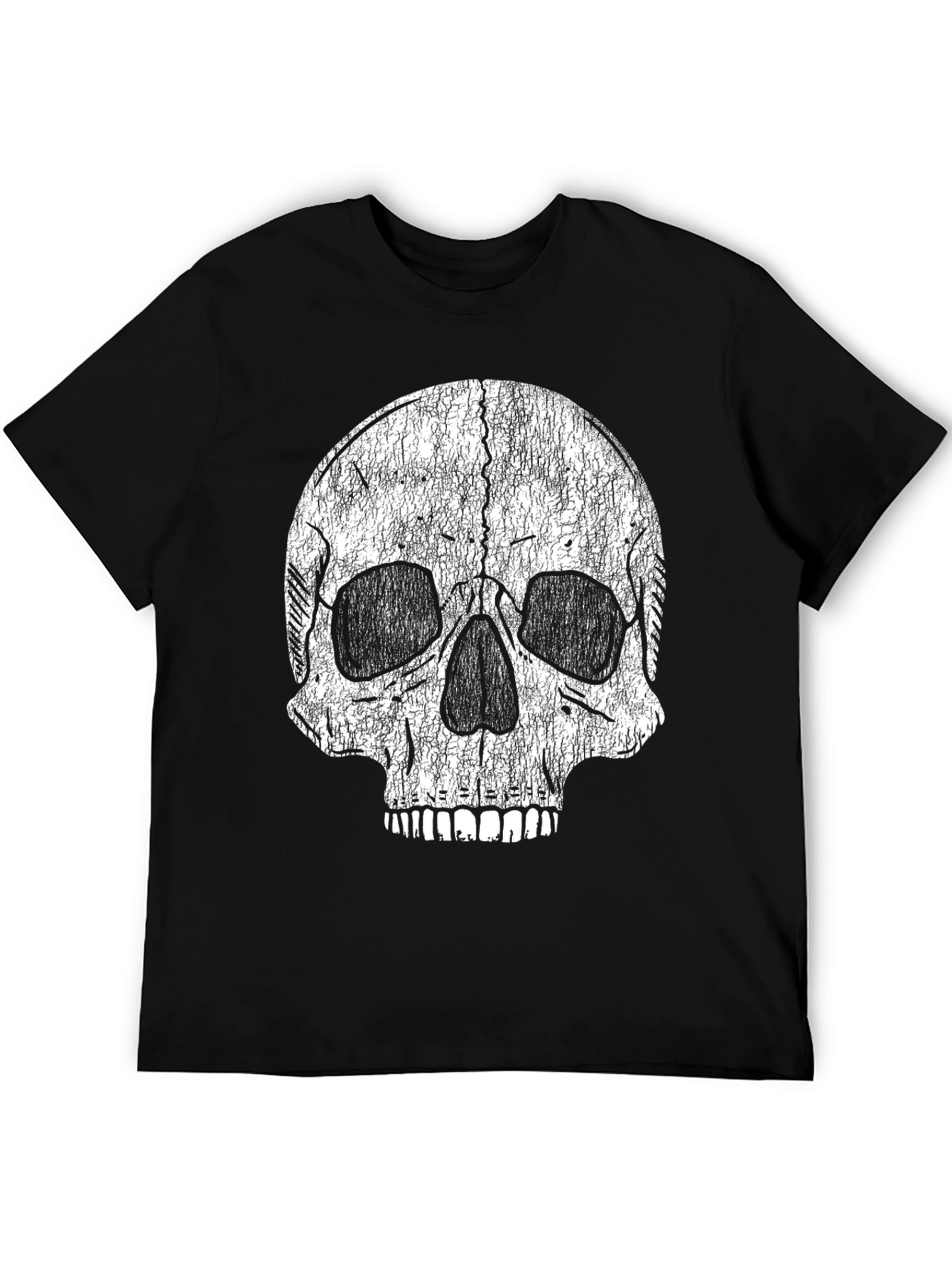 Distressed Skull Graphic Black T-Shirt