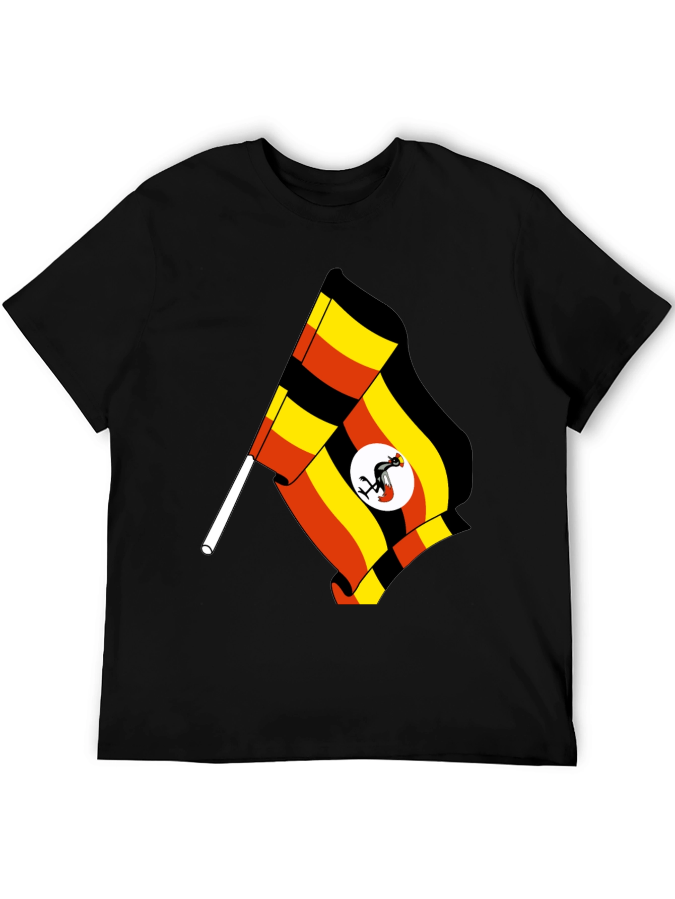 Uganda Flag T-Shirt - Black Cotton Tee