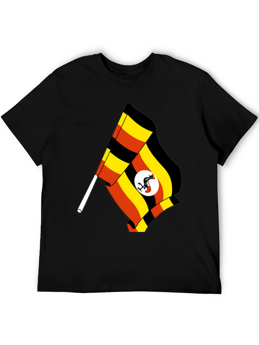 Uganda Flag T-Shirt - Black Cotton Tee