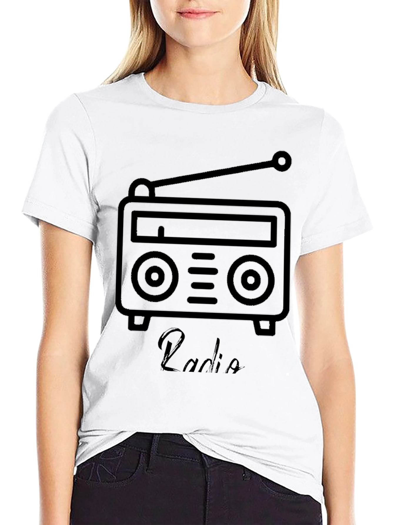 Retro Radio Graphic Black T-Shirt