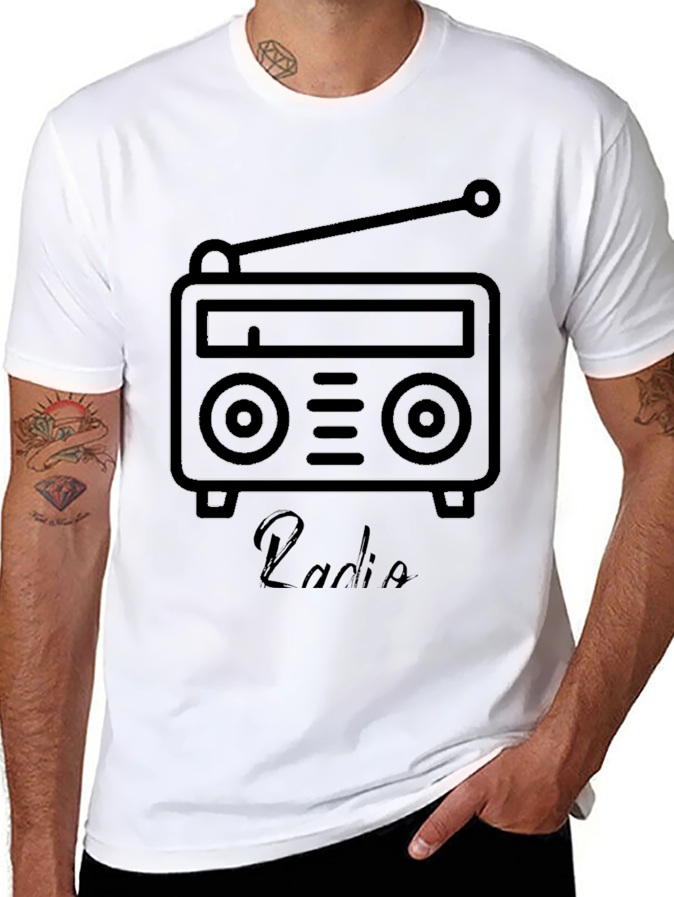 Retro Radio Graphic Black T-Shirt
