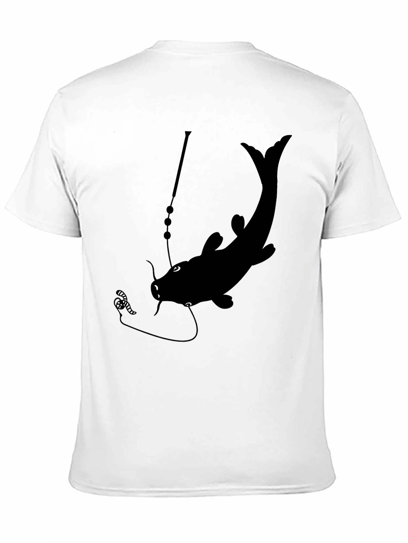 Mens Black Catfish Fishing Graphic T-Shirt
