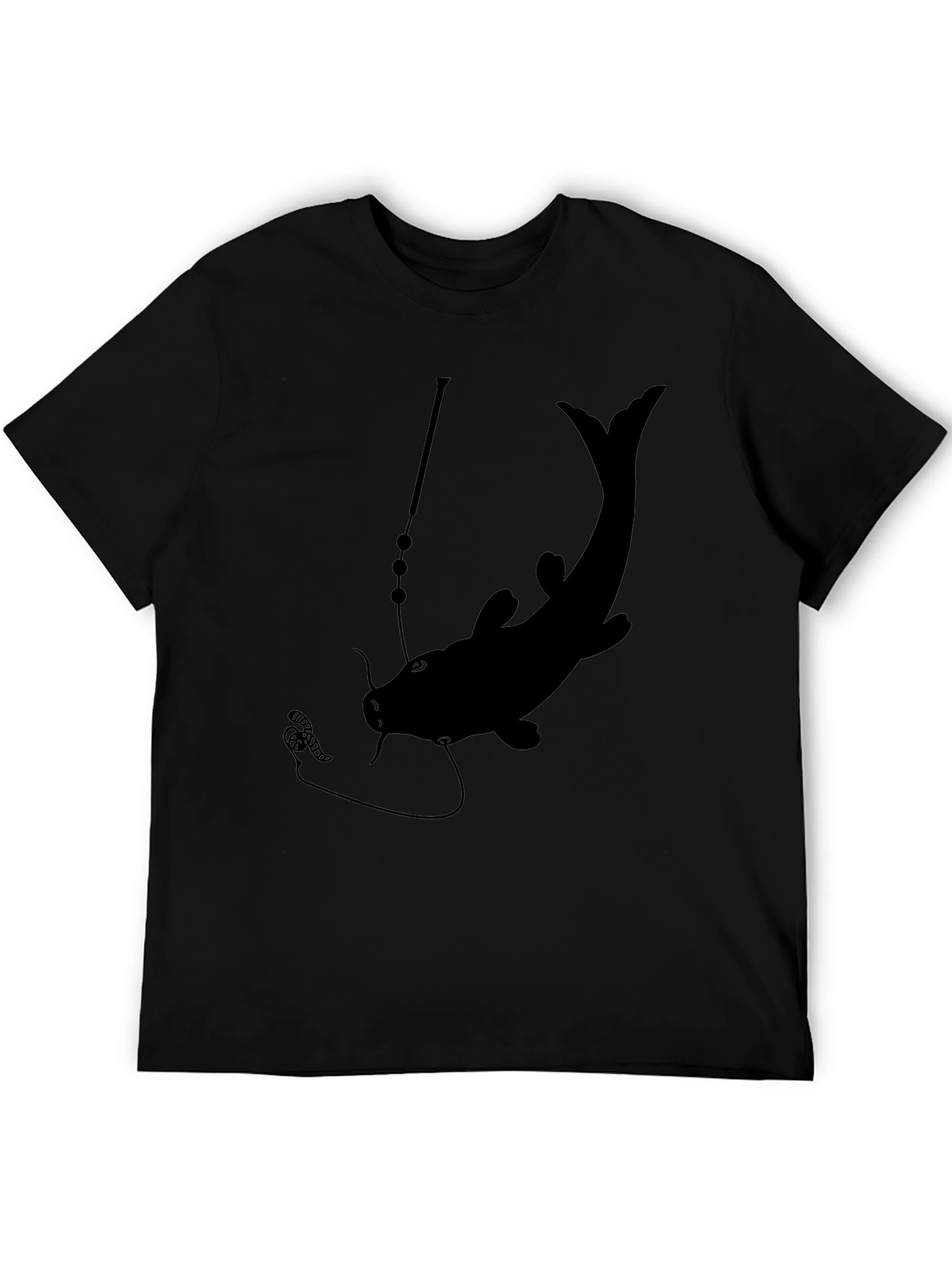 Mens Black Catfish Fishing Graphic T-Shirt