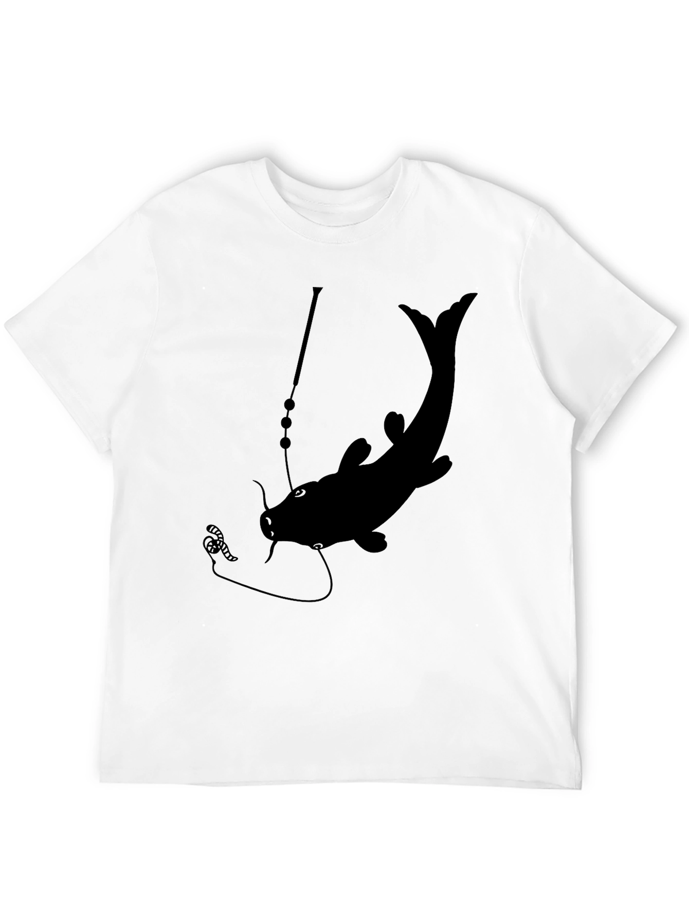 Mens Black Catfish Fishing Graphic T-Shirt