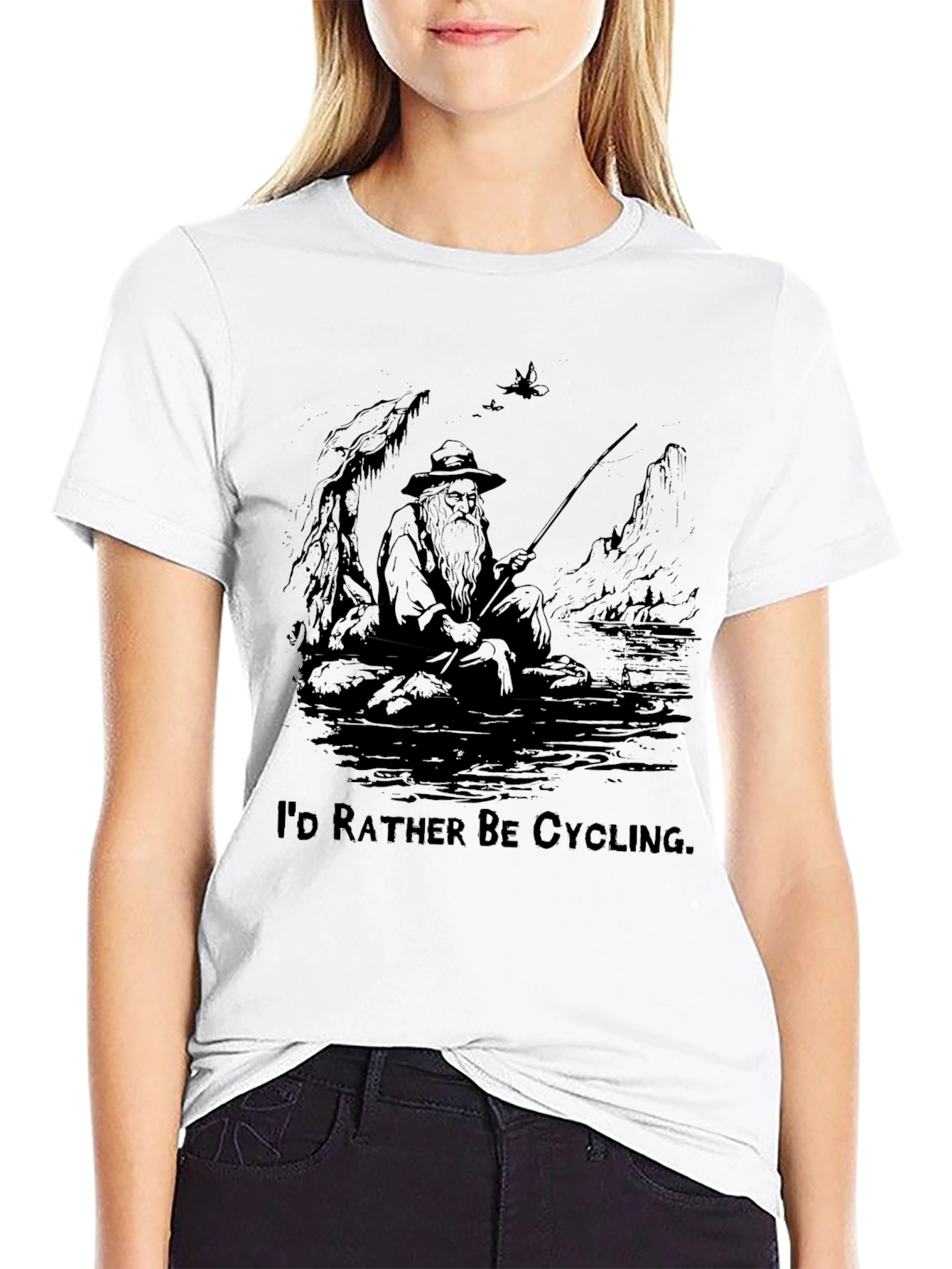 Fishing & Cycling Graphic T-Shirt - Soft Cotton Blend