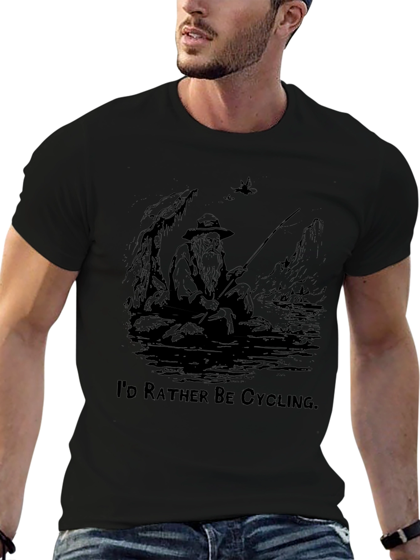 Fishing & Cycling Graphic T-Shirt - Soft Cotton Blend