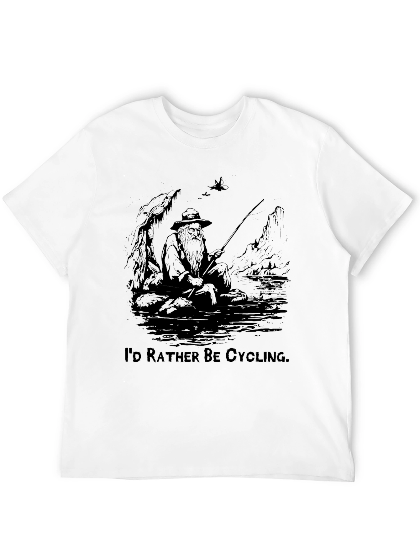 Fishing & Cycling Graphic T-Shirt - Soft Cotton Blend