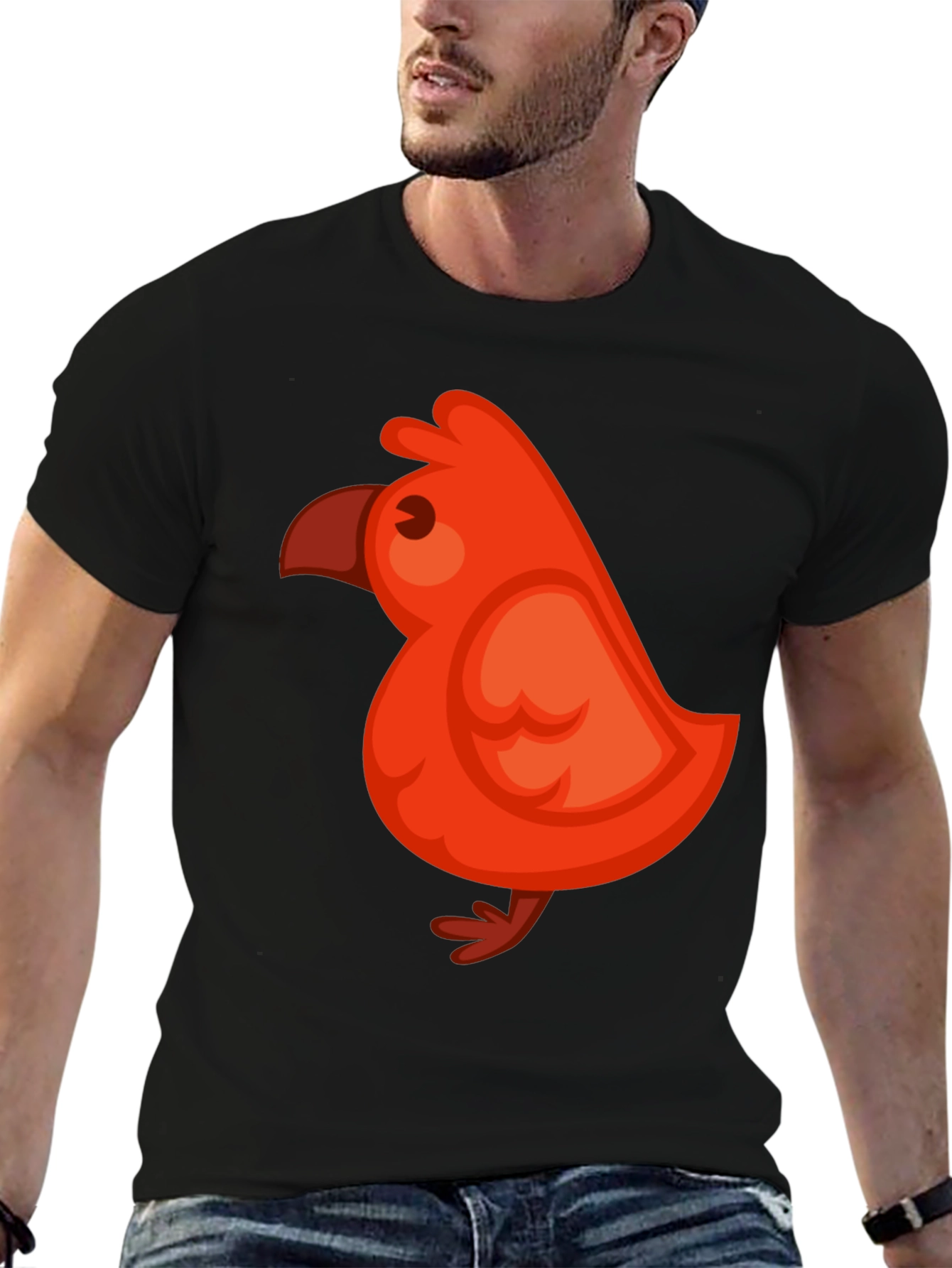 Cute Red Bird Graphic Tee - Soft Cotton Blend