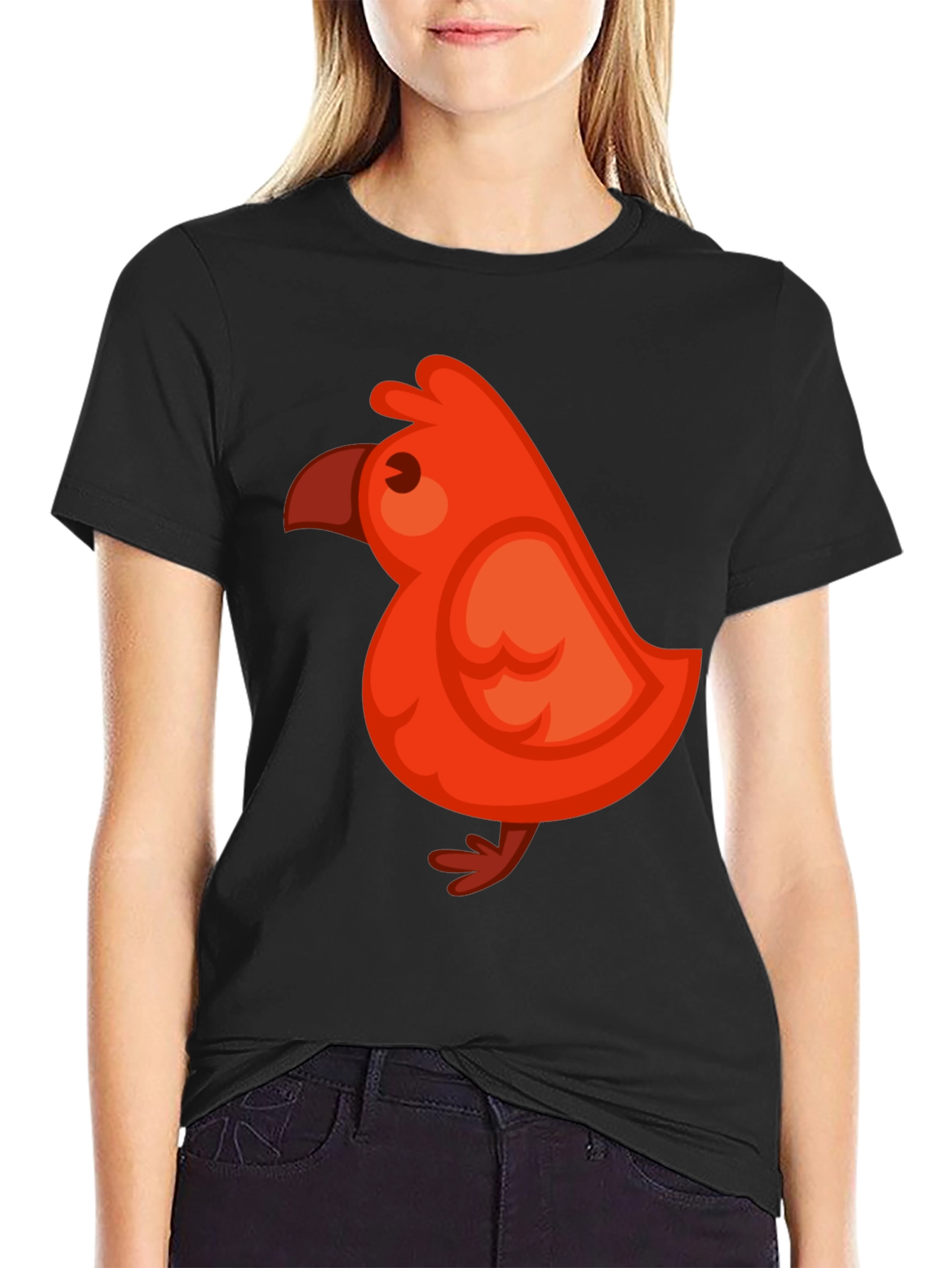 Cute Red Bird Graphic Tee - Soft Cotton Blend