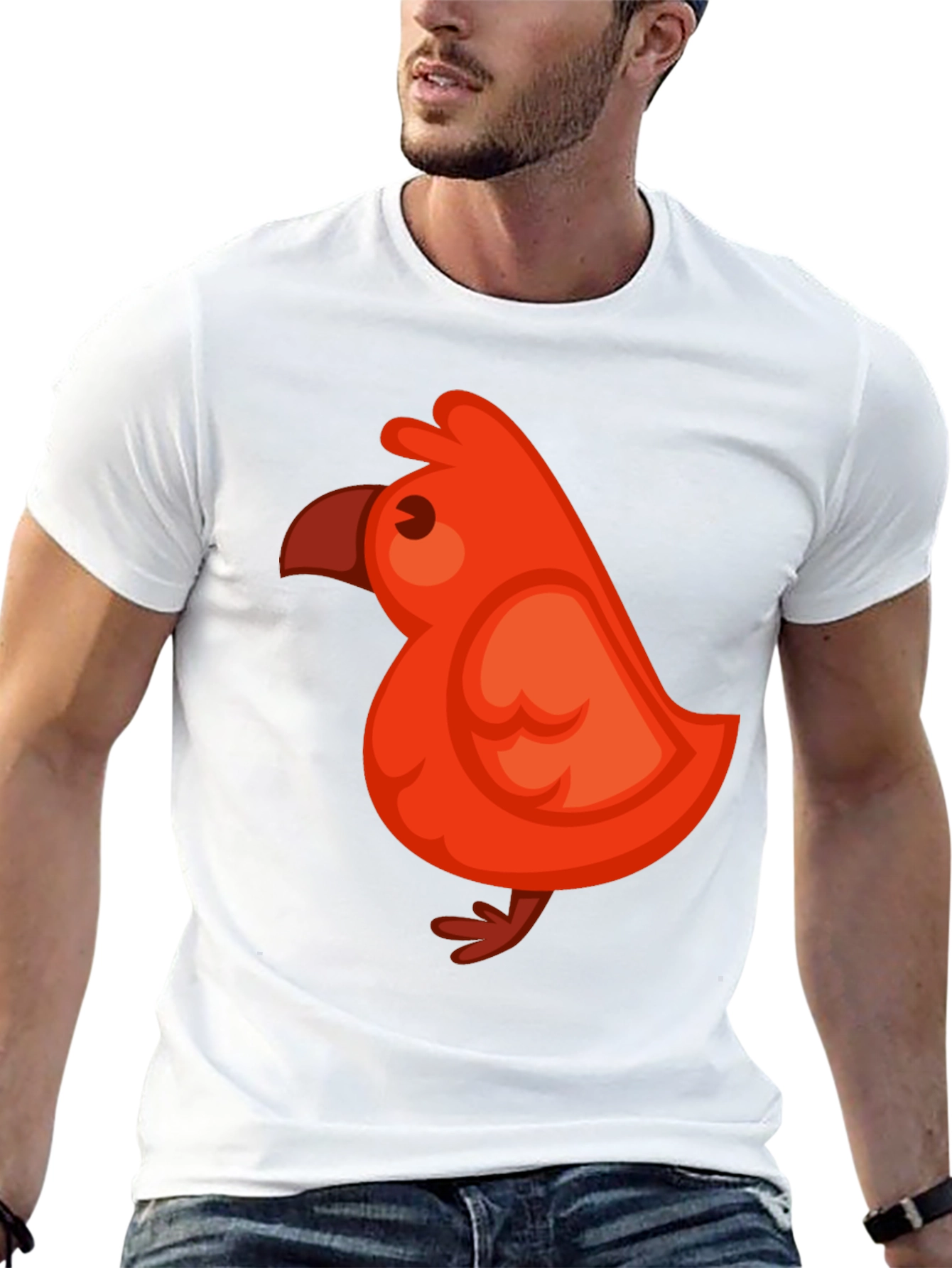 Cute Red Bird Graphic Tee - Soft Cotton Blend