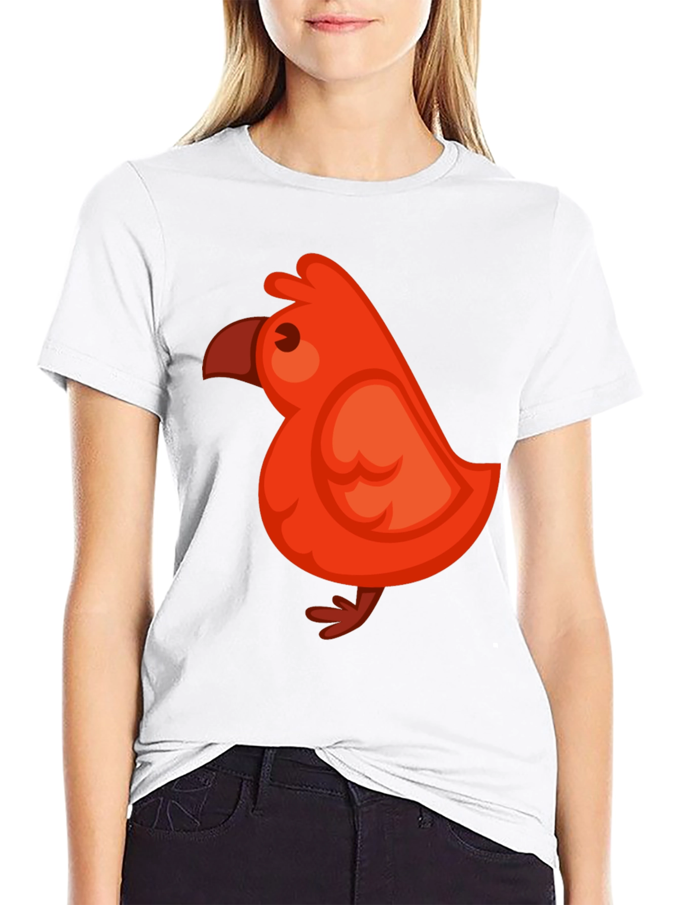 Cute Red Bird Graphic Tee - Soft Cotton Blend