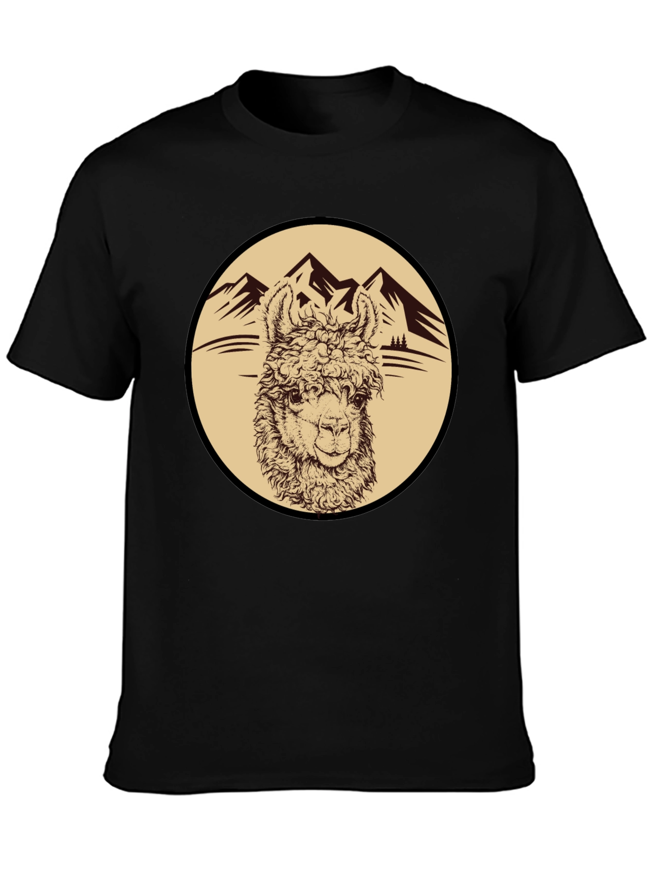 Llama Mountain Graphic Tee - Black