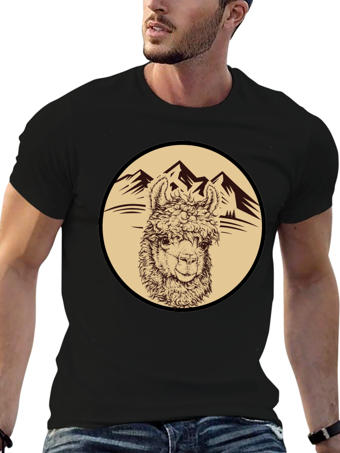 Llama Mountain Graphic Tee - Black