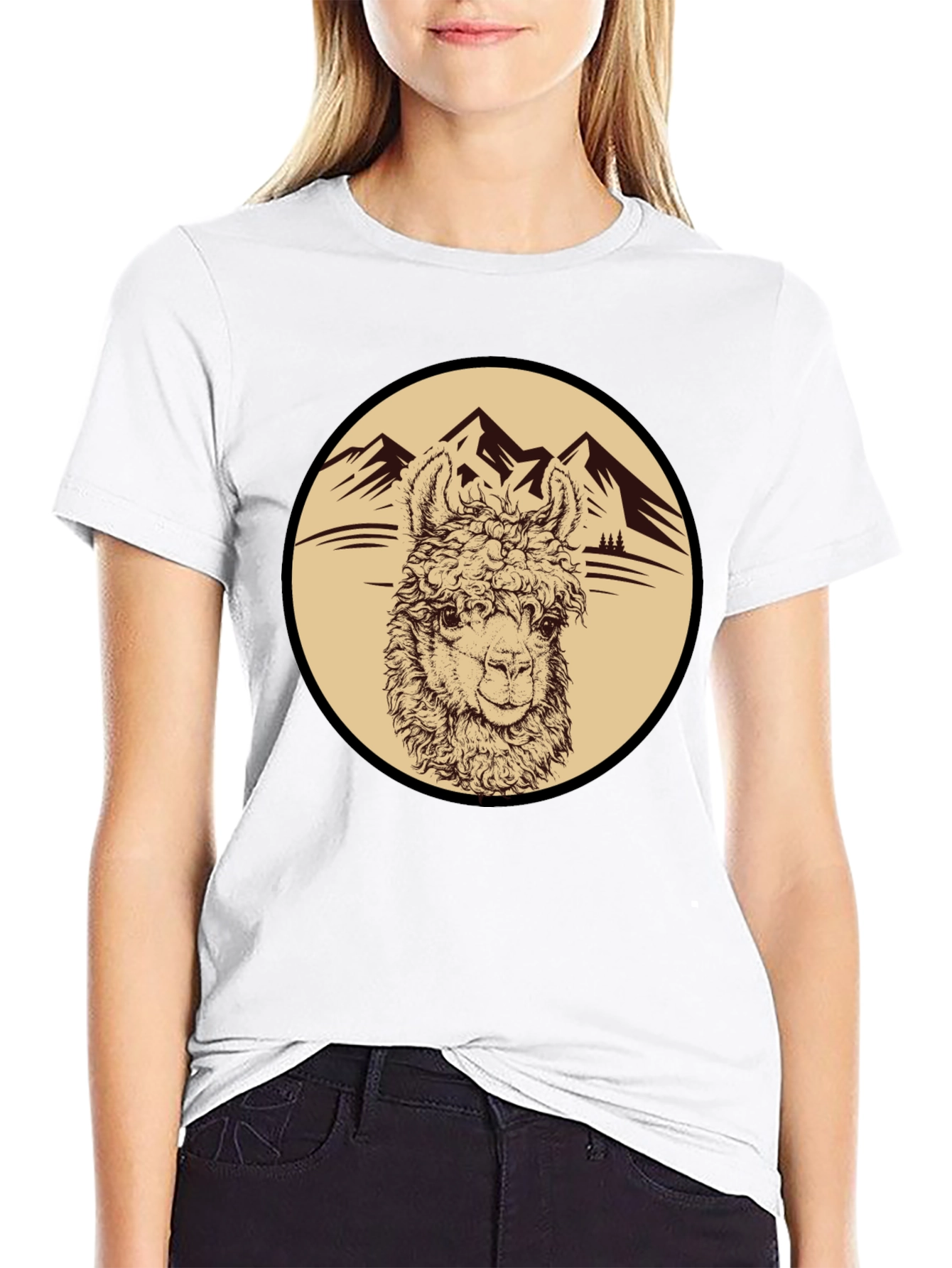 Llama Mountain Graphic Tee - Black