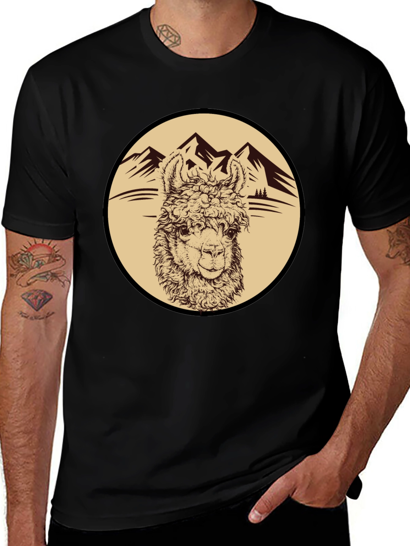 Llama Mountain Graphic Tee - Black