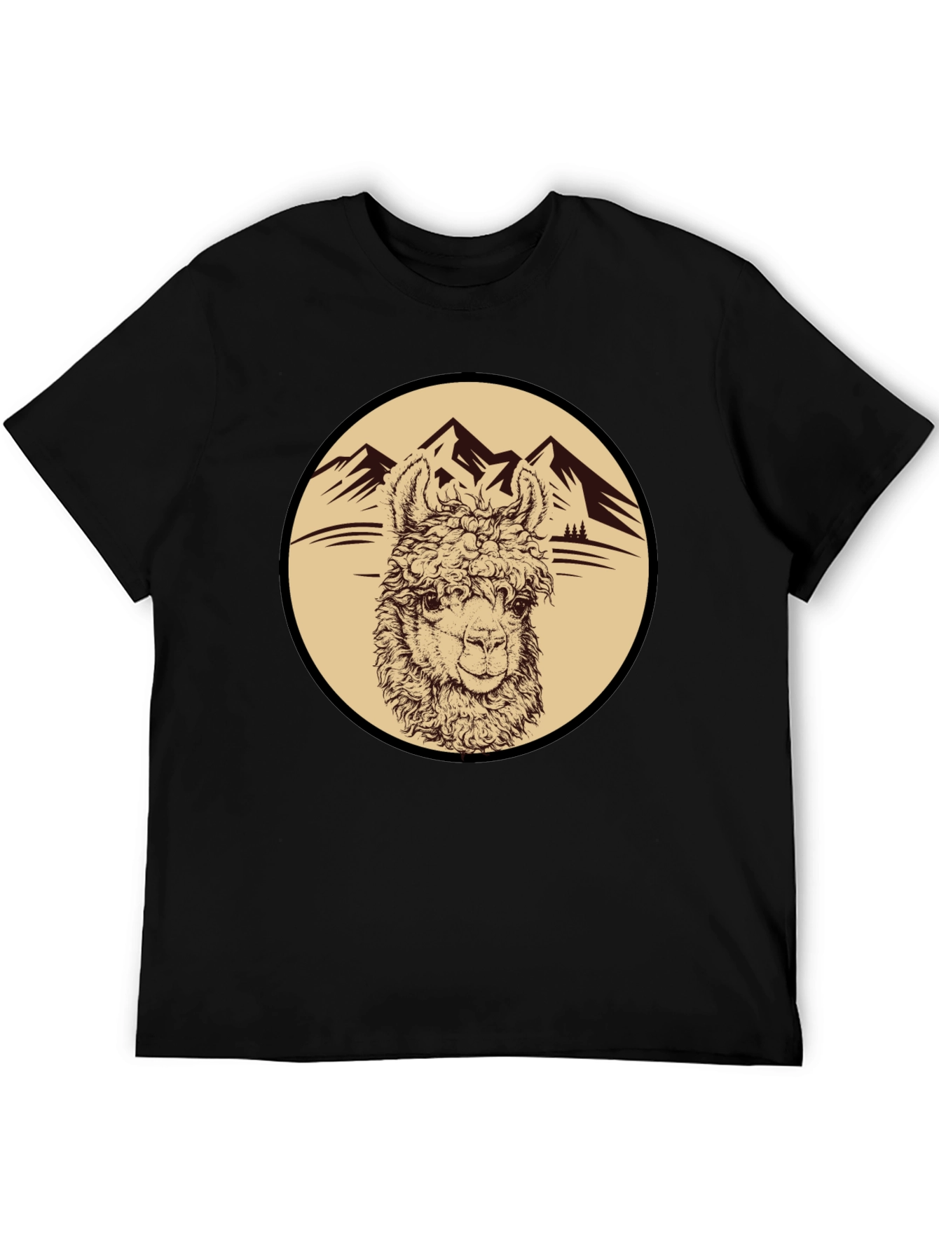 Llama Mountain Graphic Tee - Black