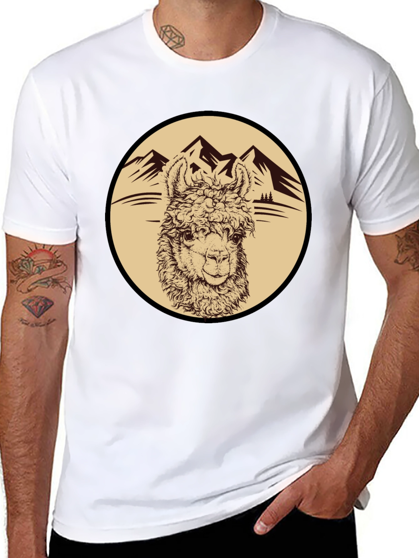 Llama Mountain Graphic Tee - Black