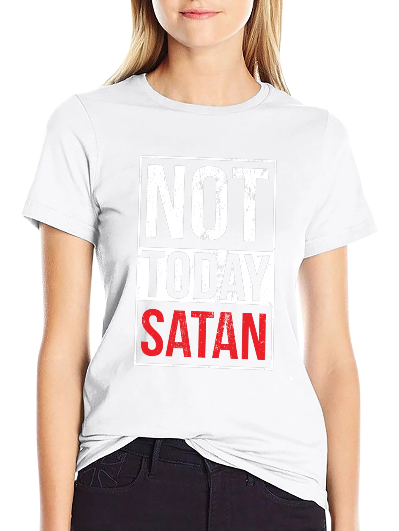 Not Today Satan Graphic T-Shirt - Black Casual Tee