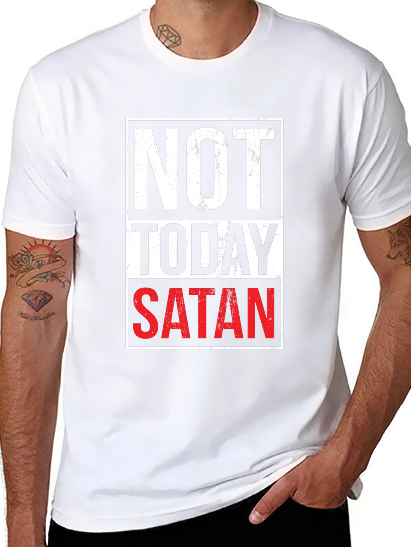 Not Today Satan Graphic T-Shirt - Black Casual Tee