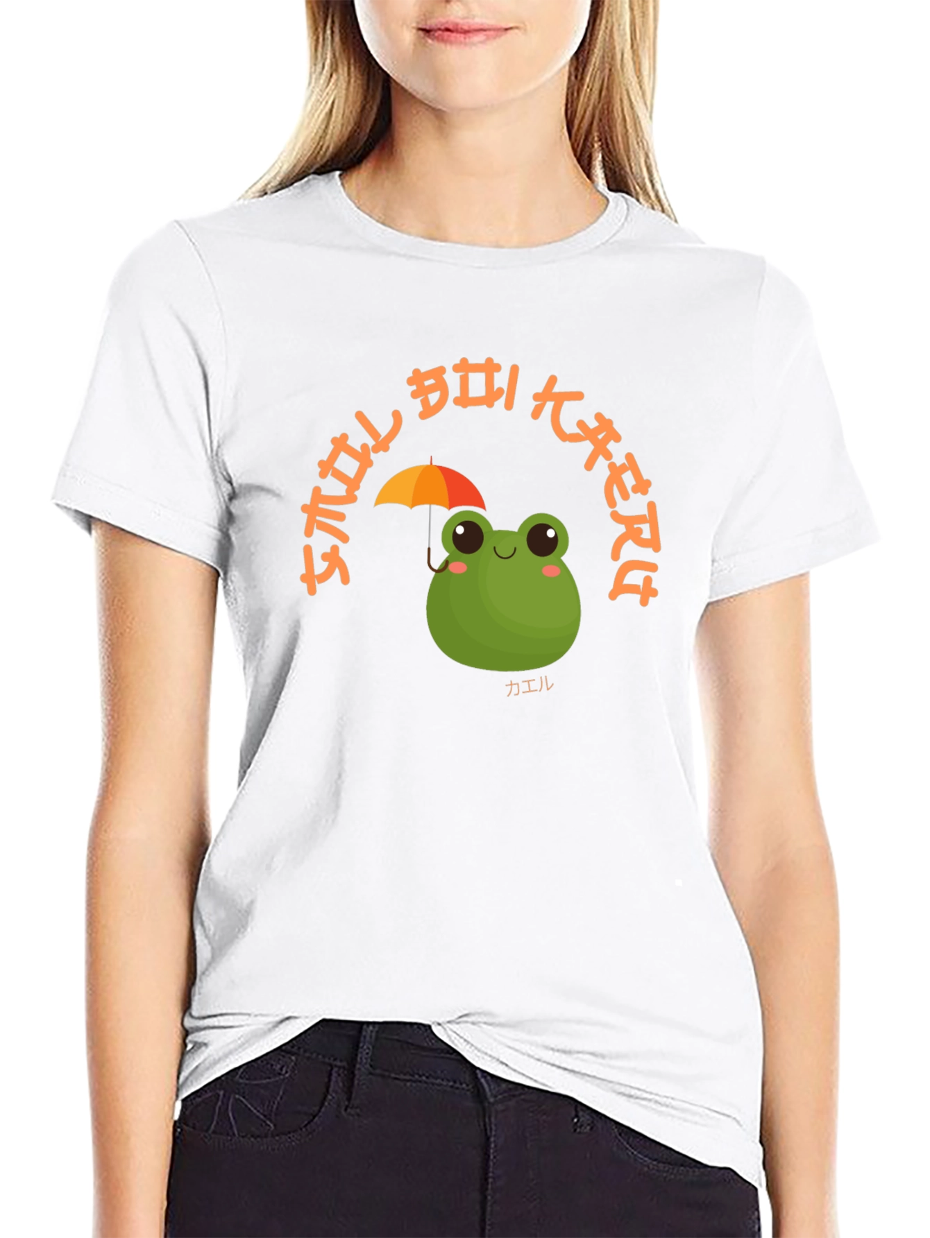 Kawaii Frog Umbrella Graphic T-Shirt