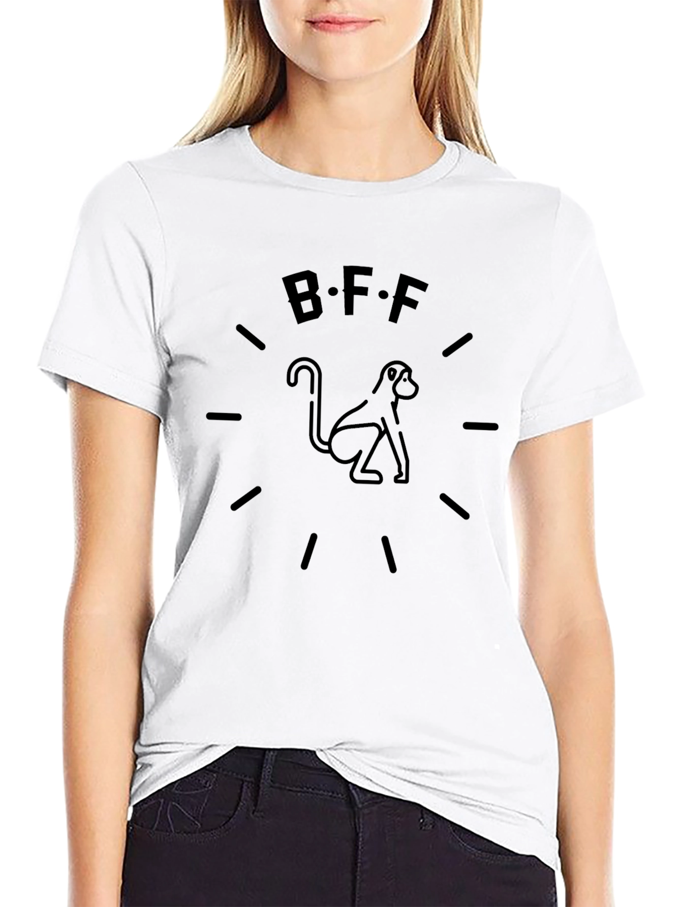 BFF Monkey Graphic Black T-Shirt