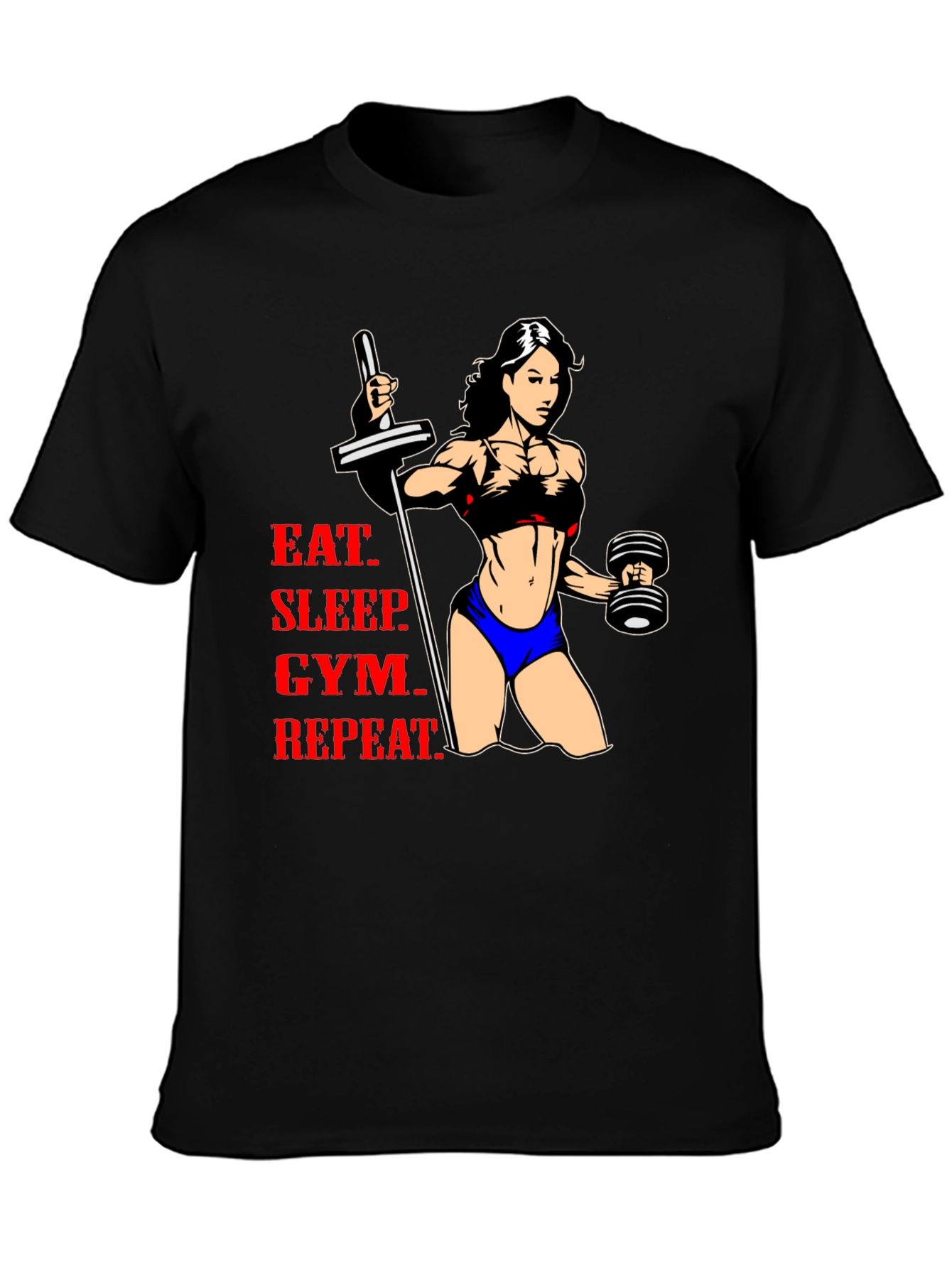 Eat Sleep Gym Repeat Fitness Graphic T-Shirt