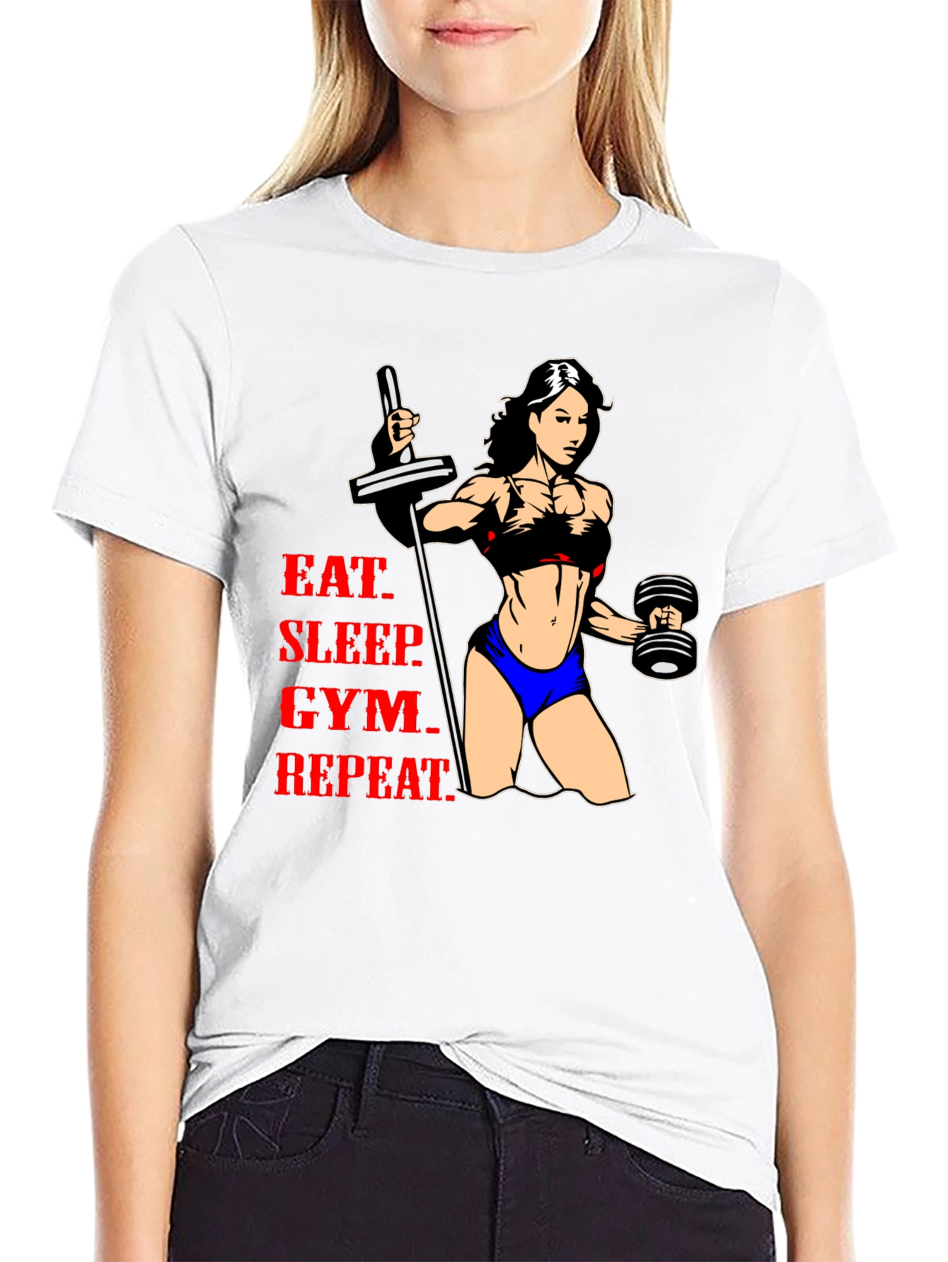 Eat Sleep Gym Repeat Fitness Graphic T-Shirt
