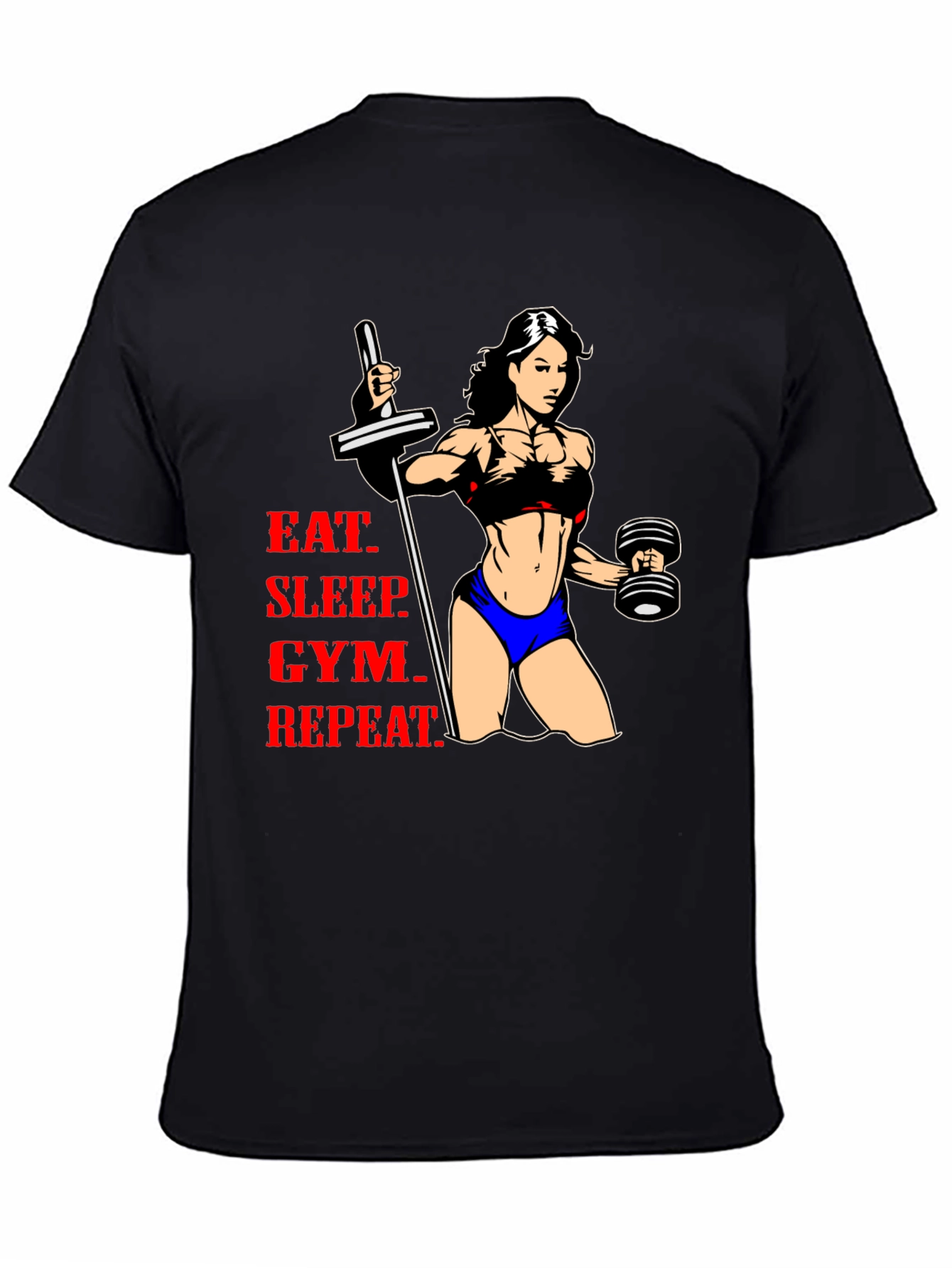 Eat Sleep Gym Repeat Fitness Graphic T-Shirt