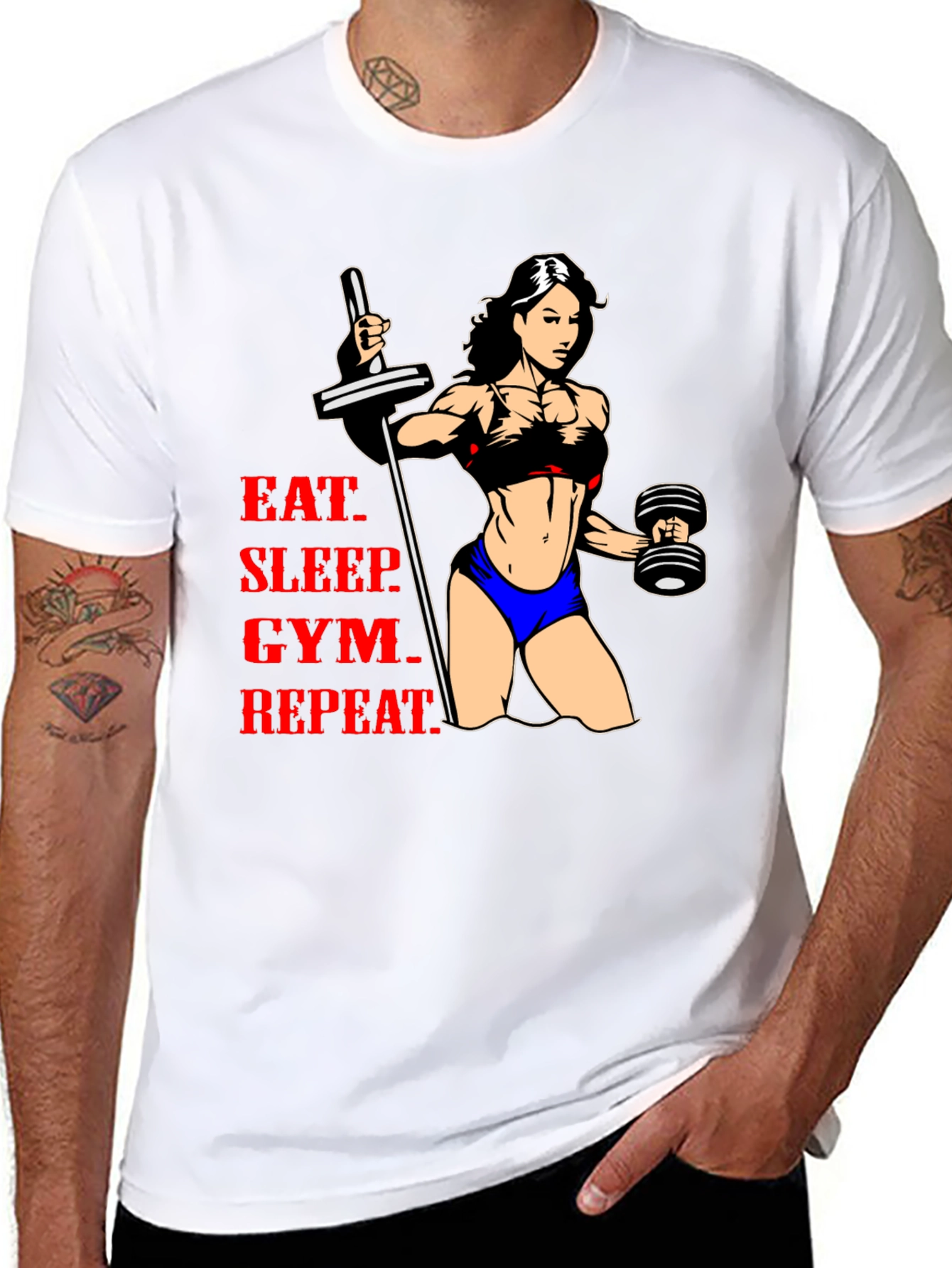 Eat Sleep Gym Repeat Fitness Graphic T-Shirt