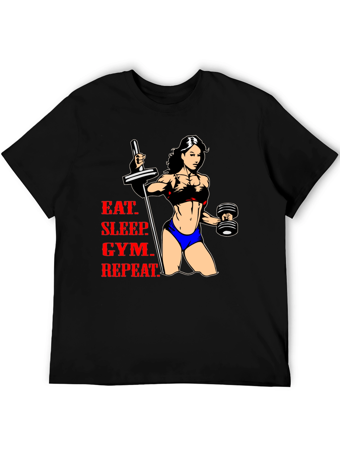 Eat Sleep Gym Repeat Fitness Graphic T-Shirt
