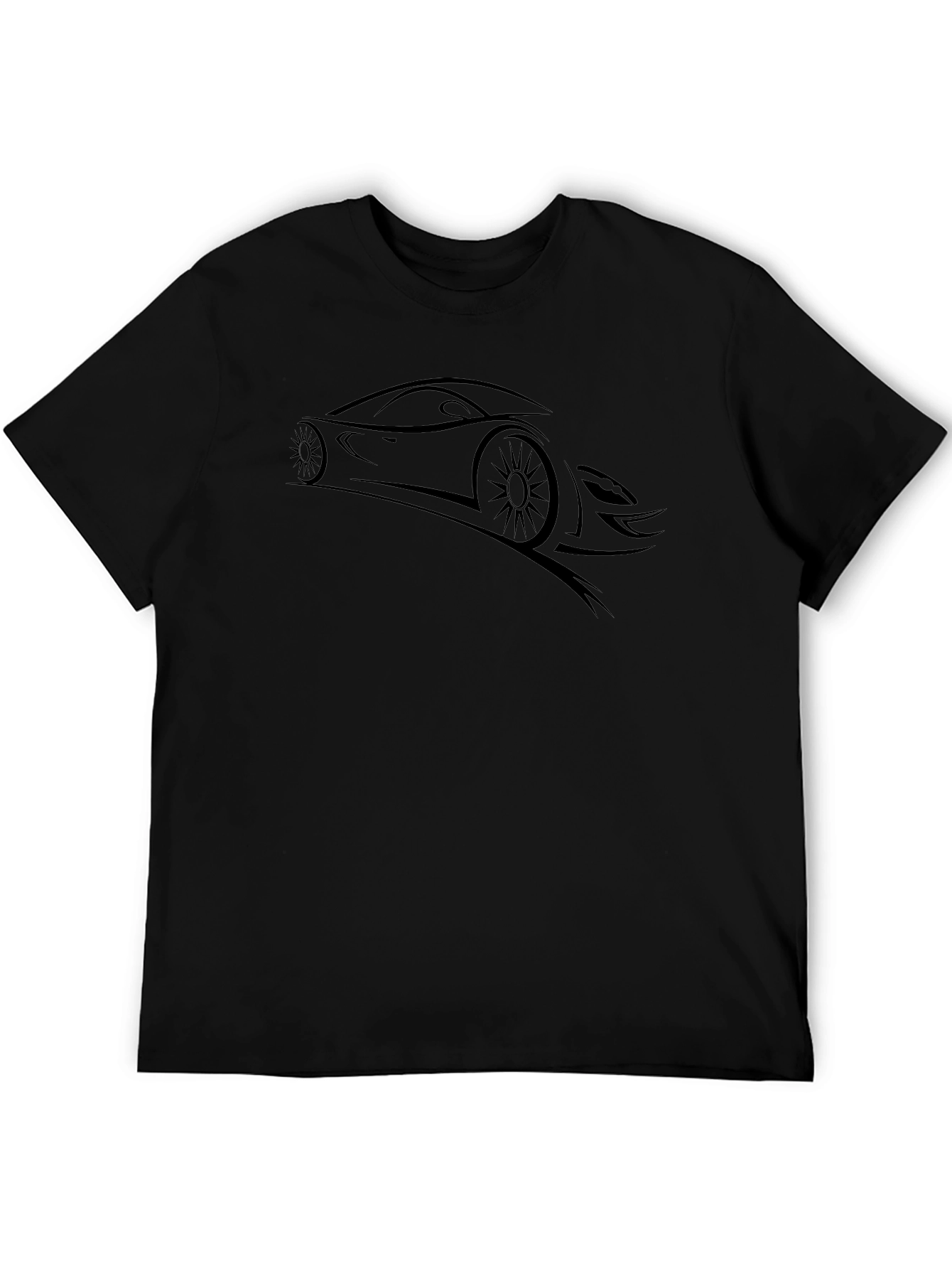Sleek Car Graphic Tee - Black Cotton Comfort