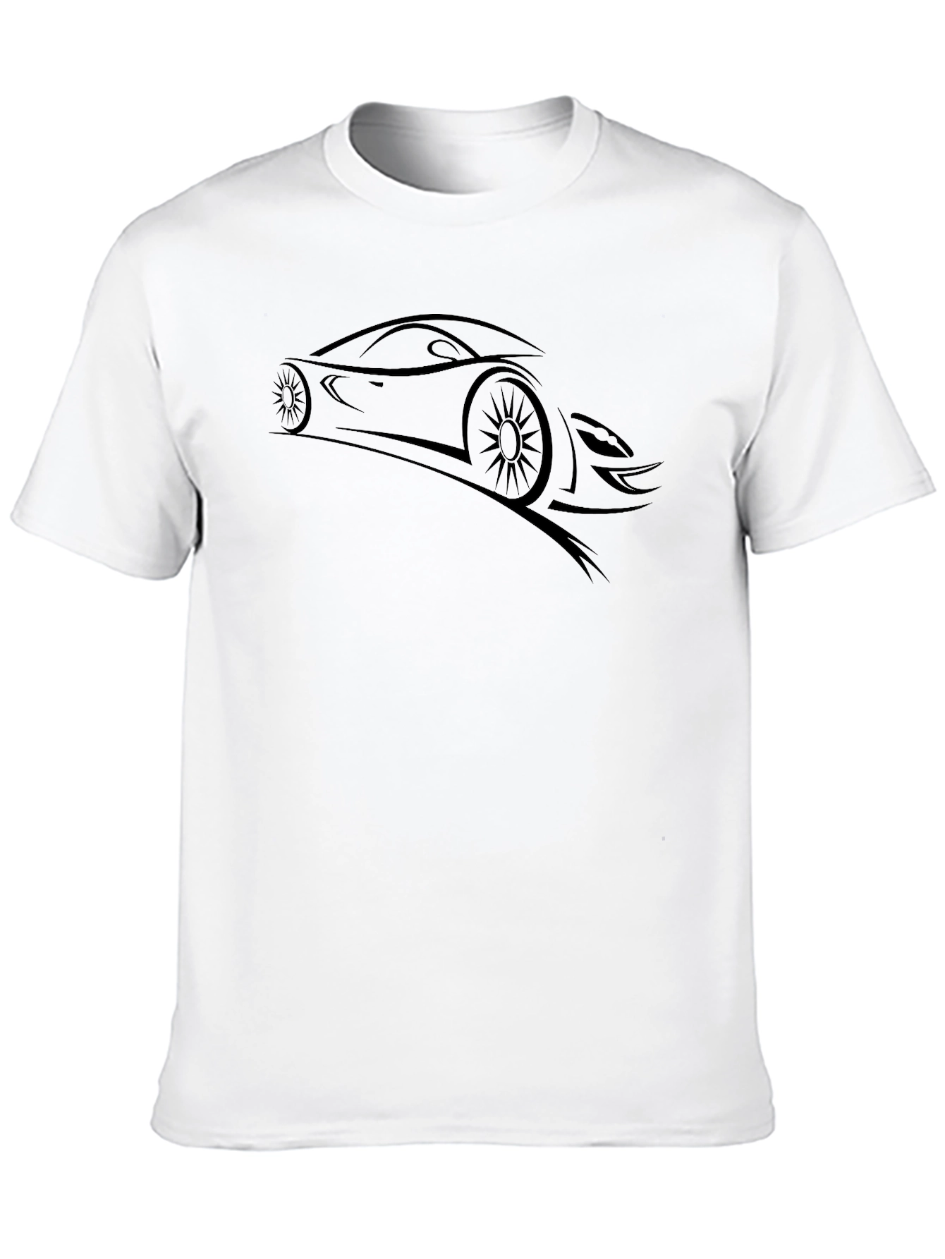 Sleek Car Graphic Tee - Black Cotton Comfort