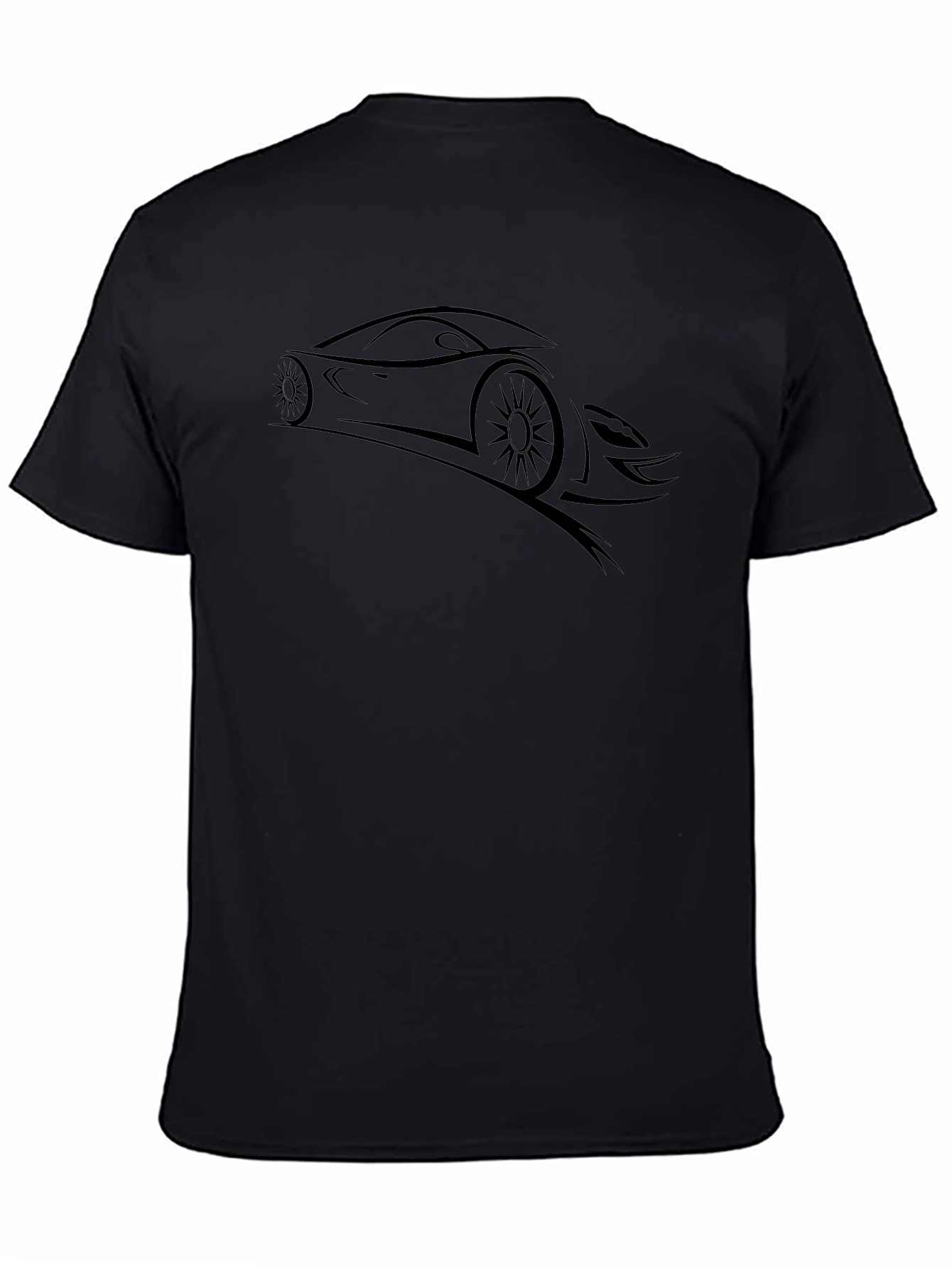 Sleek Car Graphic Tee - Black Cotton Comfort