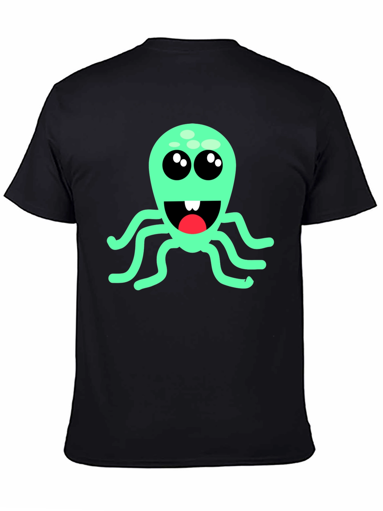Cute Cartoon Octopus Graphic T-Shirt - Black