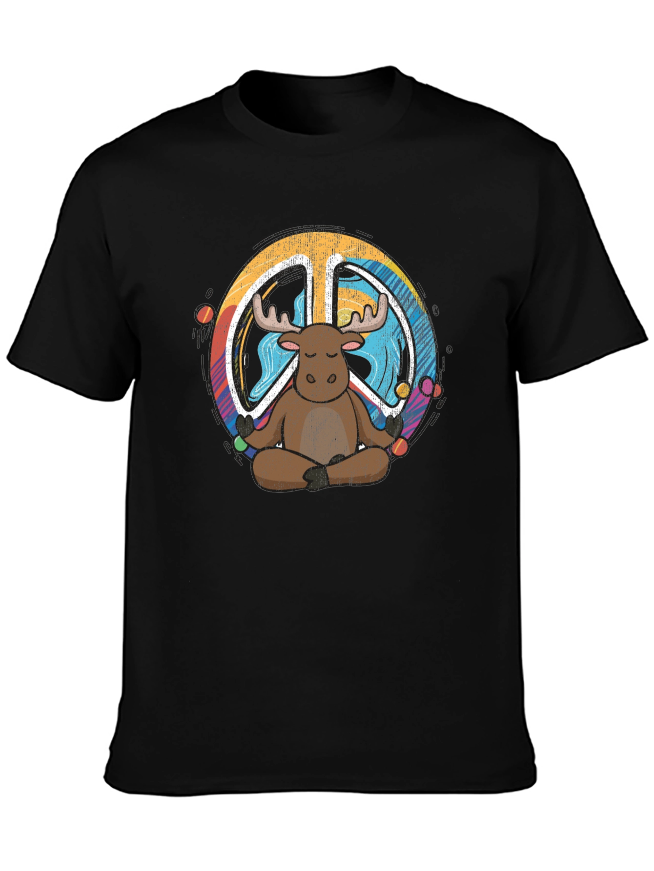 Moose Meditation Peace Sign Graphic Tee