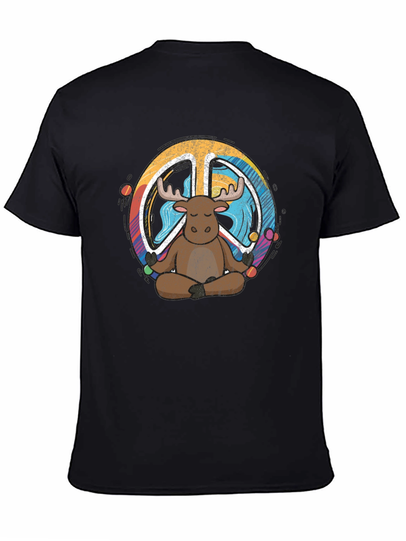 Moose Meditation Peace Sign Graphic Tee