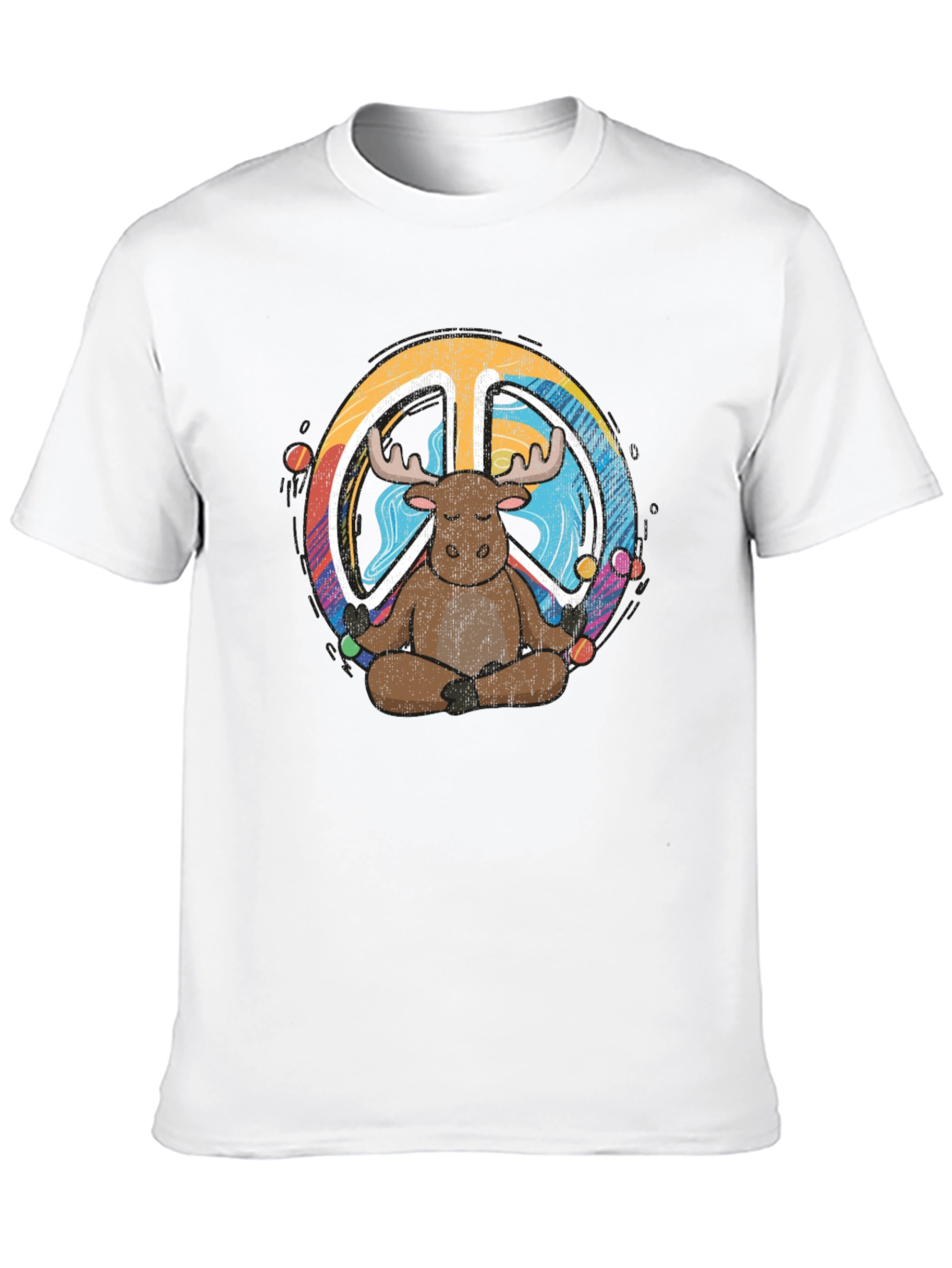 Moose Meditation Peace Sign Graphic Tee