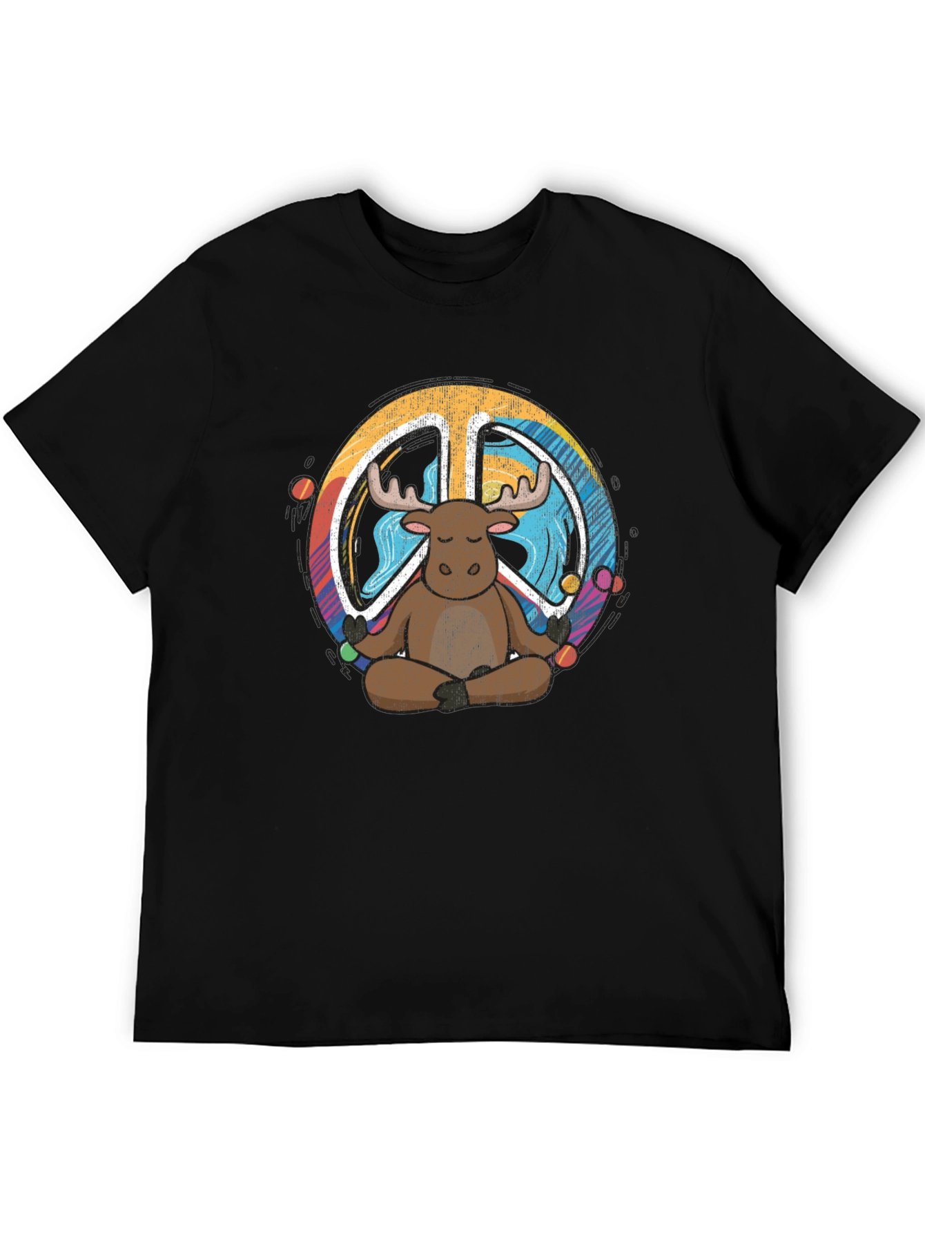 Moose Meditation Peace Sign Graphic Tee