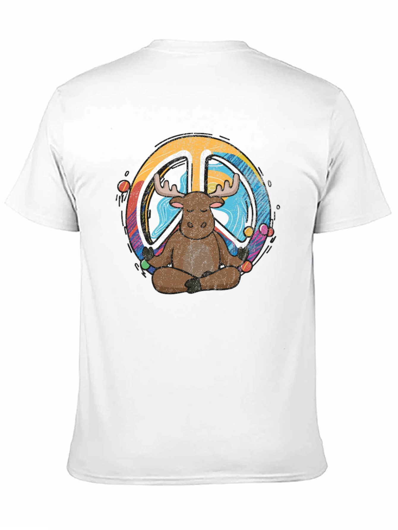 Moose Meditation Peace Sign Graphic Tee