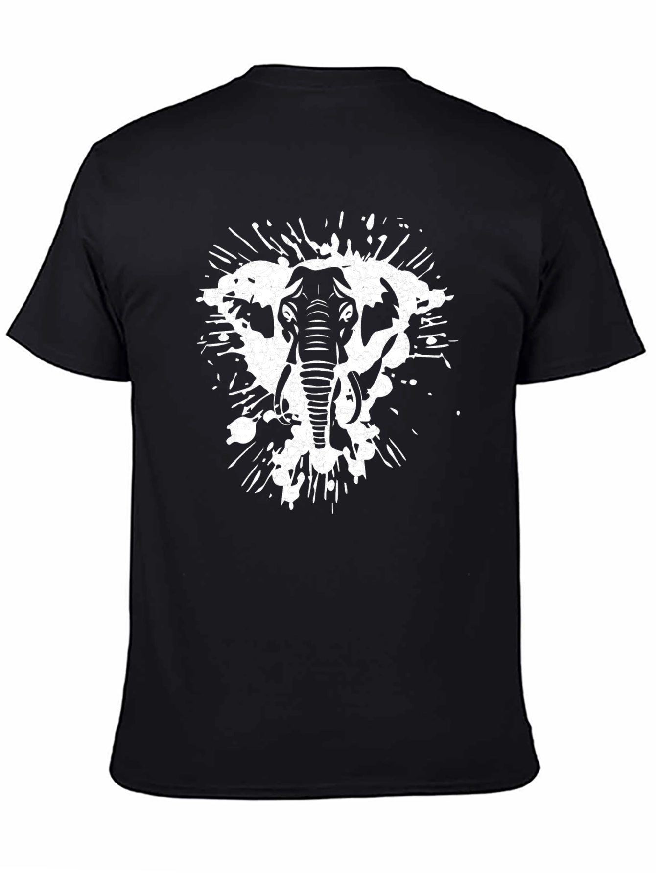 Elephant Splatter Graphic Tee - Black Cotton Shirt