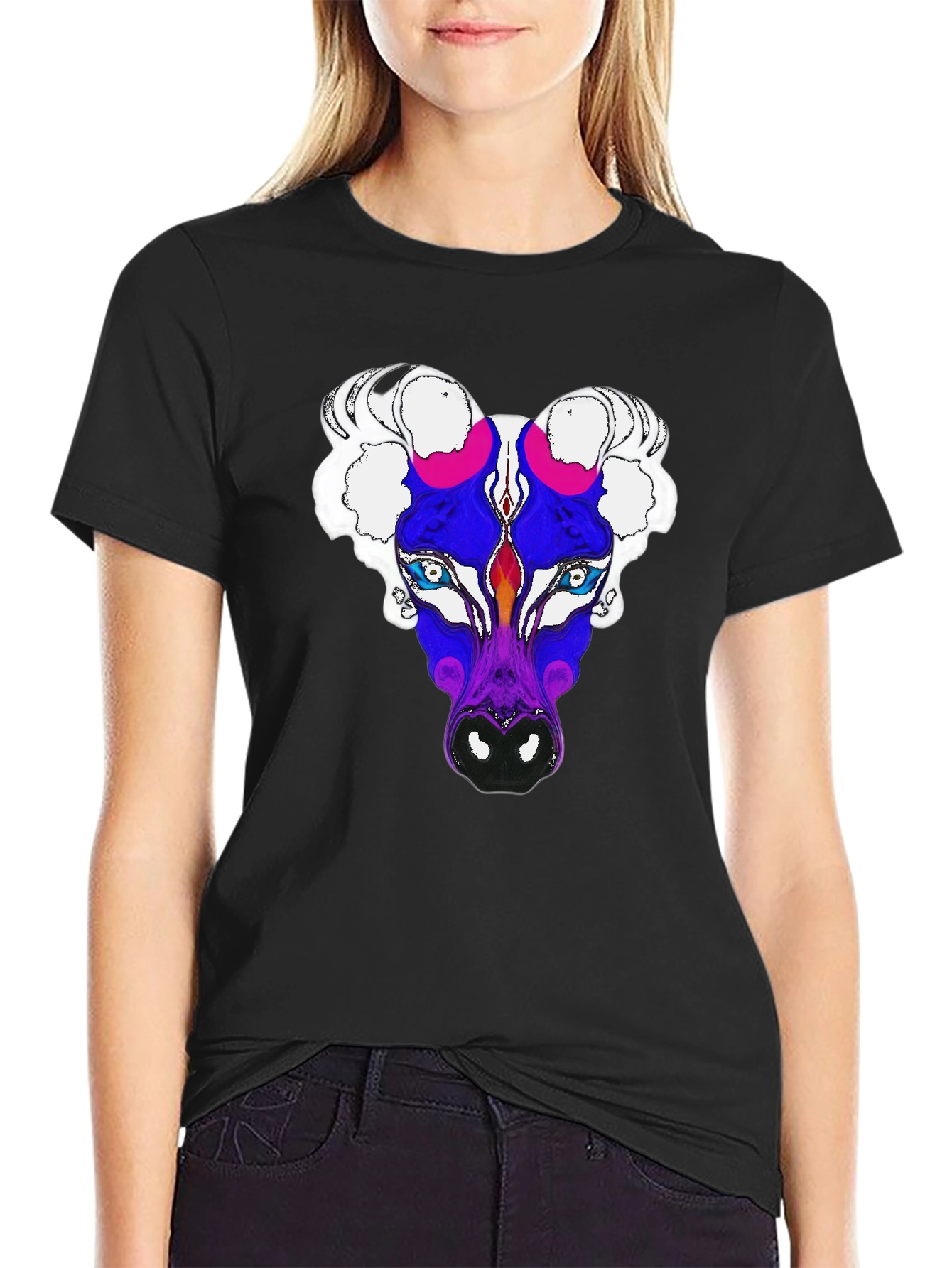 Abstract Bull Graphic Tee - Mens Black T-Shirt