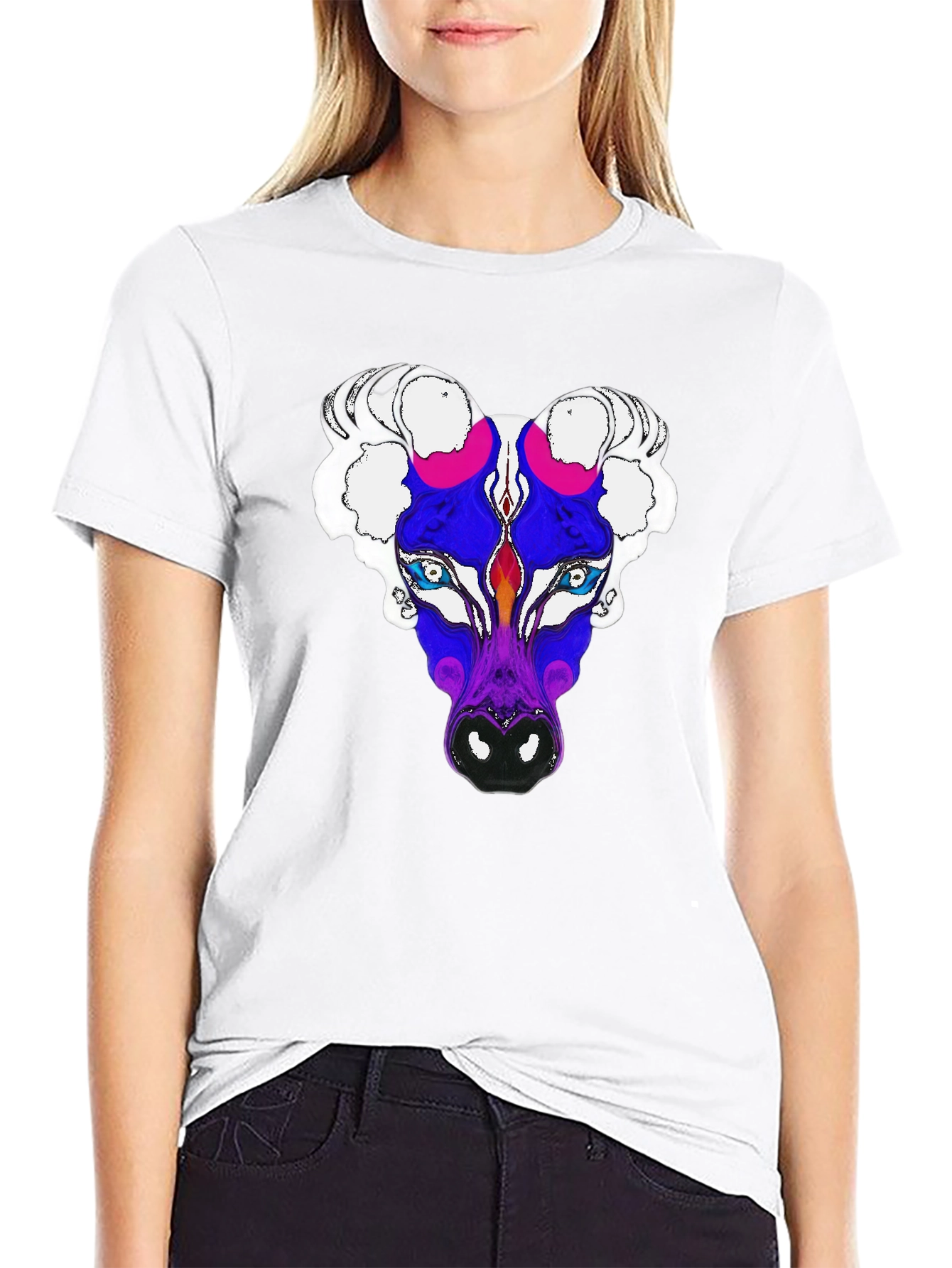 Abstract Bull Graphic Tee - Mens Black T-Shirt
