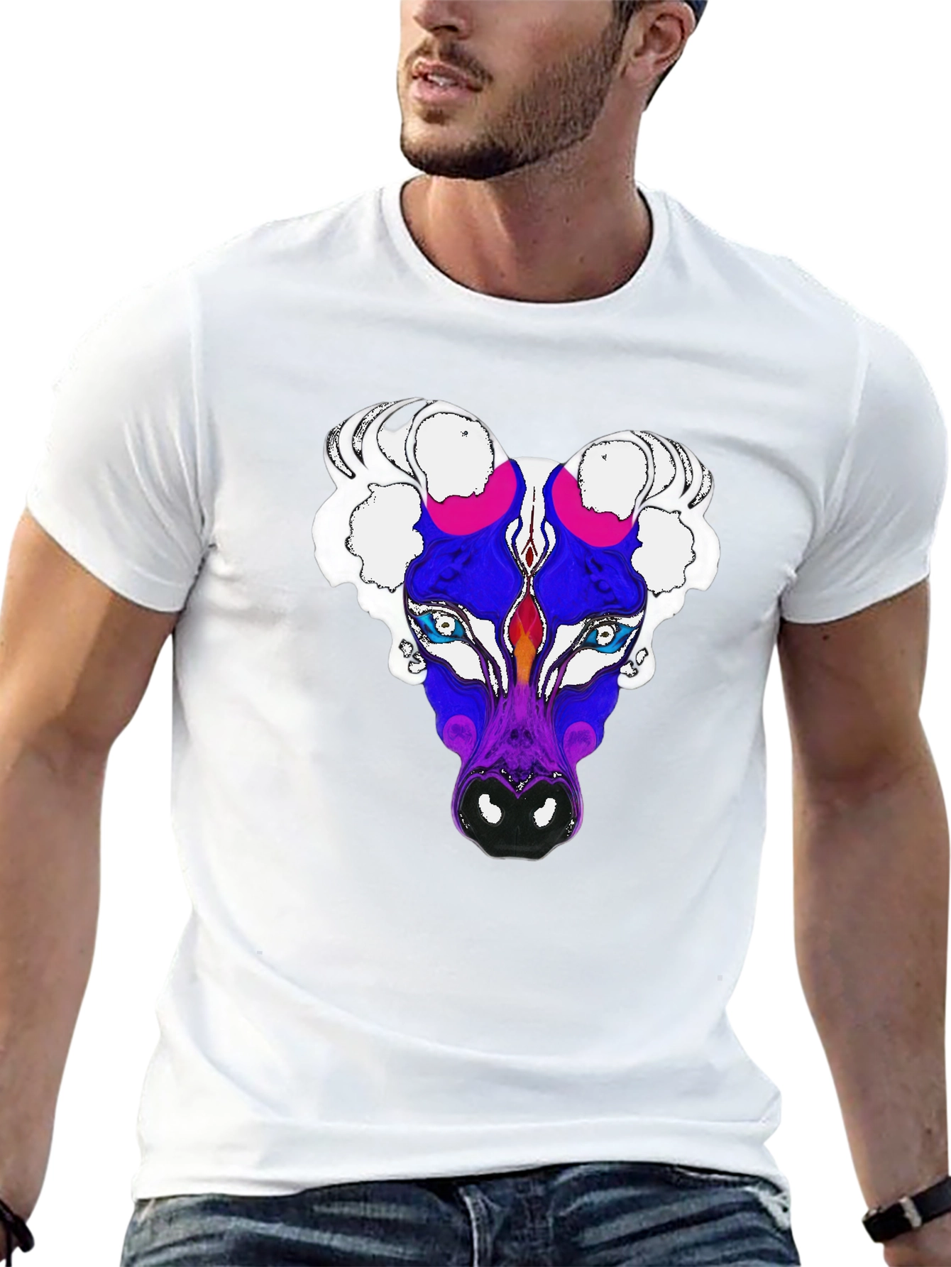 Abstract Bull Graphic Tee - Mens Black T-Shirt