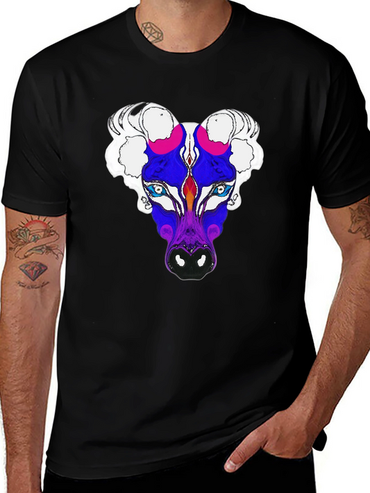 Abstract Bull Graphic Tee - Mens Black T-Shirt