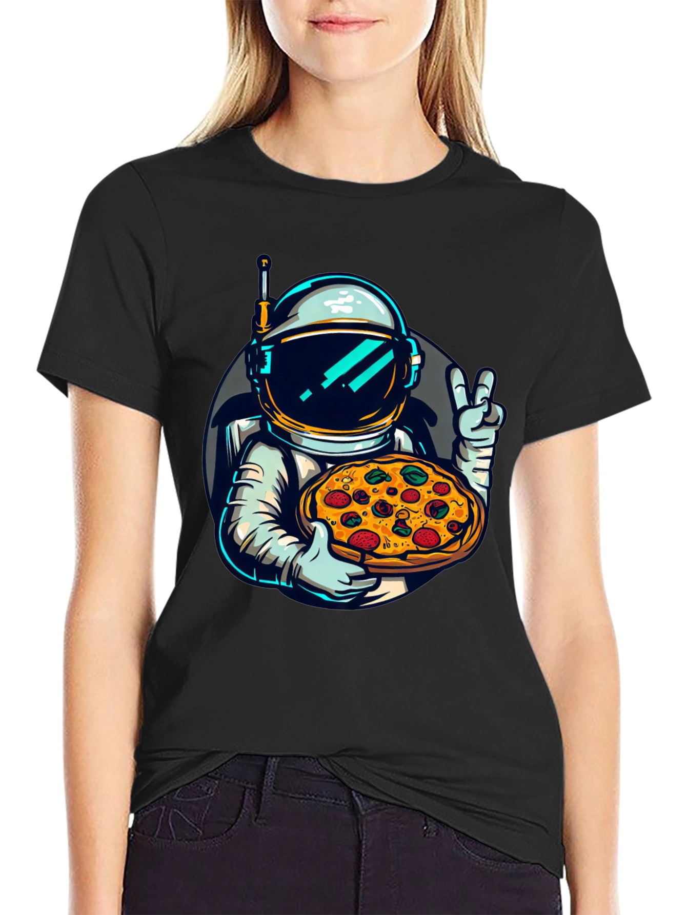 Astronaut Pizza T-Shirt - Space Foodie Tee