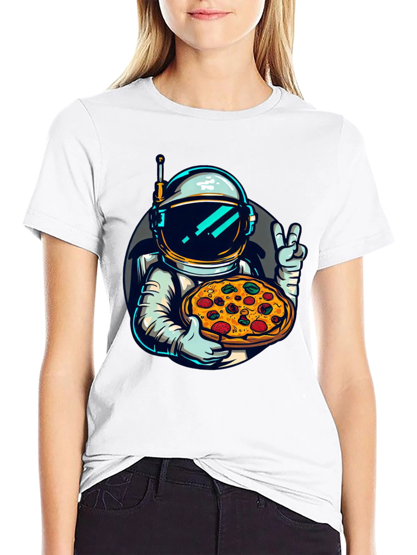Astronaut Pizza T-Shirt - Space Foodie Tee