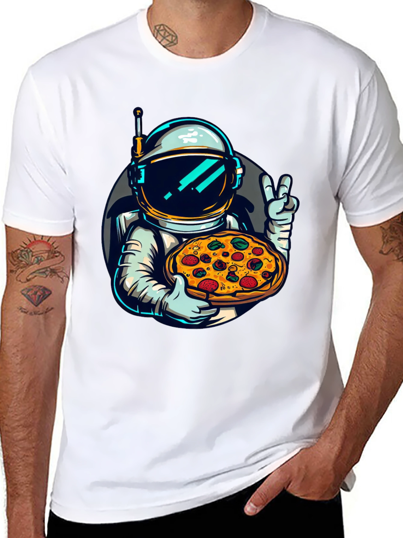 Astronaut Pizza T-Shirt - Space Foodie Tee