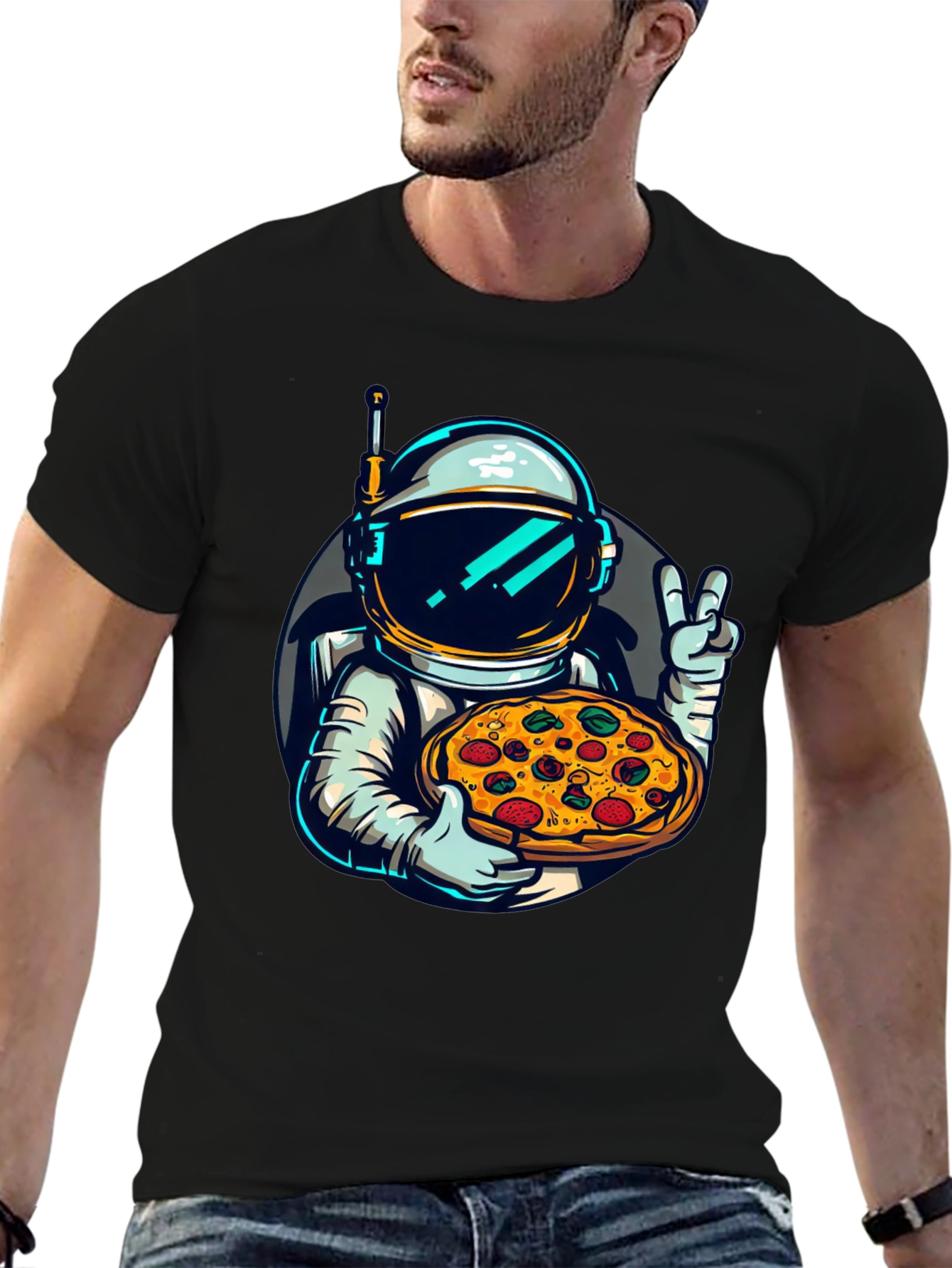 Astronaut Pizza T-Shirt - Space Foodie Tee