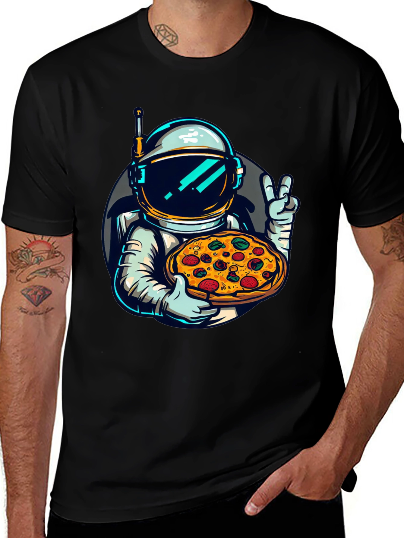 Astronaut Pizza T-Shirt - Space Foodie Tee