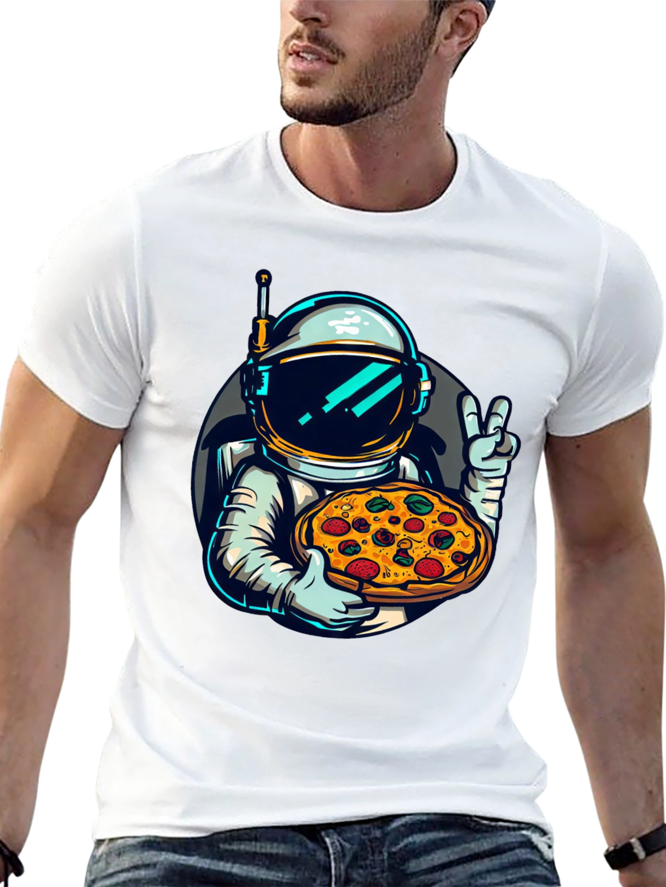 Astronaut Pizza T-Shirt - Space Foodie Tee